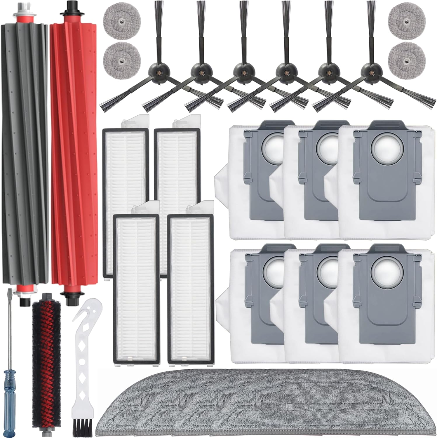 29 Pack Accessories Kit,Compatible with Roborock S8 MaxV Ultra Robot Vacuum,1 Mop Clean Brush,2 Roller Brush,4 Small Mop,4 Mop Pads,4 Hepa Filters,6 Side Brushes,6 Vacuum Bags,S8 Max Parts