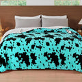 Cow Print Electric Heated Blanket King Size,90X100 Green Heating Blanket King with Dual Control&Timer&10 Heat Levels,Highland Cow Decor Fleece Sherpa Blankets Warmer Gifts for Bed Women Adults