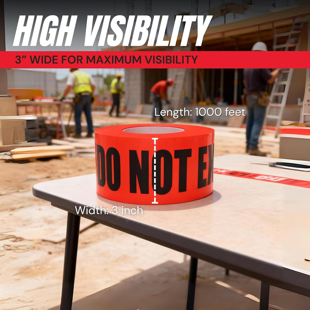Danger Do Not Enter Tape 3 inch X 1000 feet • Red with a Bold Black Print for High Visibility • 3 in. Wide for Maximum Readability • Tear Resistant Design