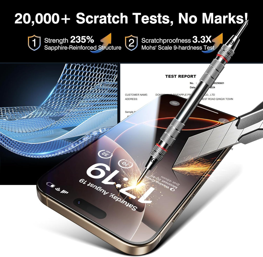 EZ-GLAZ- 4 Pack for iPhone 16 Pro Max Screen Protector[6.9"] With 2 Pack Camera Lens Protector, 9H+ Hardness 12FT Military Grade Shatterproof Scratch Resistant Durable Tempered Glass Film with Flawless Fit Kit, HD Clear
