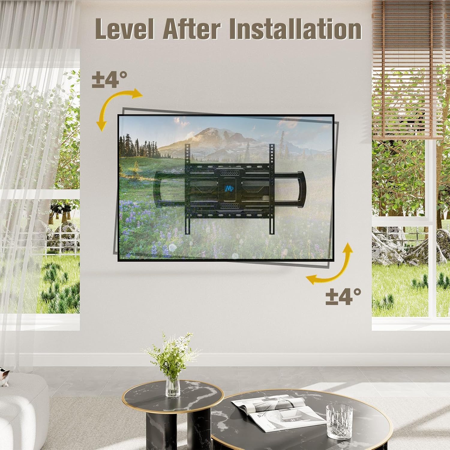 Mounting Dream TV Wall Mount, UL Listed Full Motion Mount Bracket for 42-84 Inch Flat Screen TVs, Swivel Articulating Dual Arms, Max VESA 600x400mm, 100 LBS Loading, Fits 16 Inches Wood Studs, MD2296