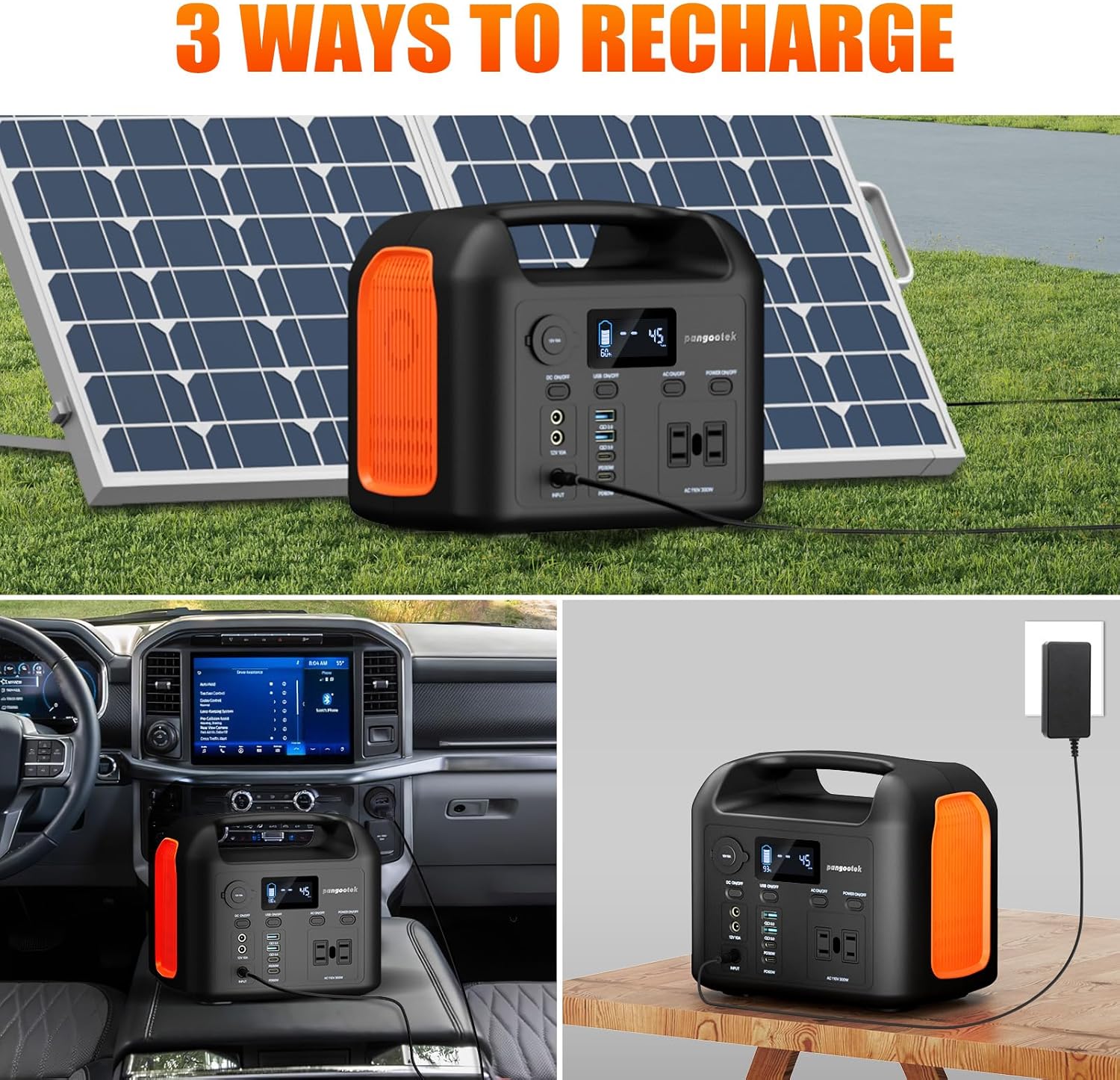 Portable Power Station, 300W (600W Peak) 299Wh LiFePO4 Solar Generator Pure Sine Wave 110V AC Car Outlets PD 60W QC3.0 Backup Power Supply Bank for CPAP Outdoor RV Camping Emergency Home Use