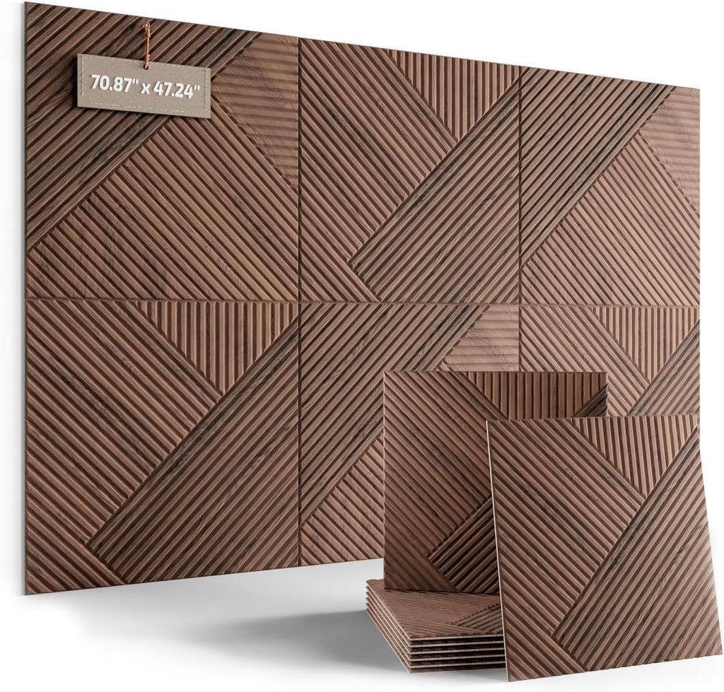Large Felt Bulletin Board,Cork Board Alternative 70.87'' x 47.24'' Art Acoustical Wall Panels-6 Pack with 60 Adhesive Tabs,for Recording Studio/Home Offices-Walnut/Diamond