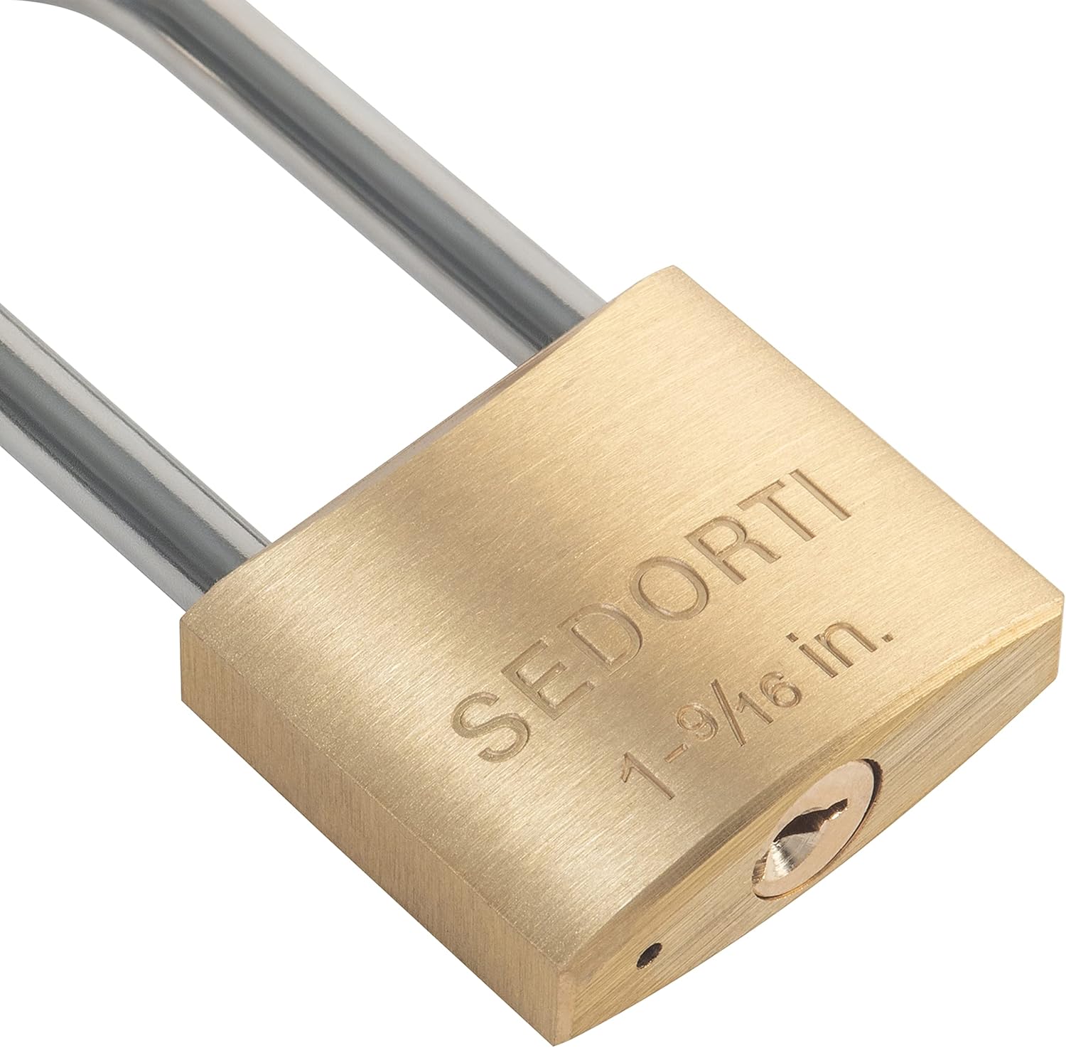 Weatherproof Padlock with Stainless Steel 304 Long Shackle and Solid Brass Body, 1-9/16 in. Wide, 8 Padlocks Keyed Alike, Marine Grade Rustproof Lock for Outdoors Use YNBSP840