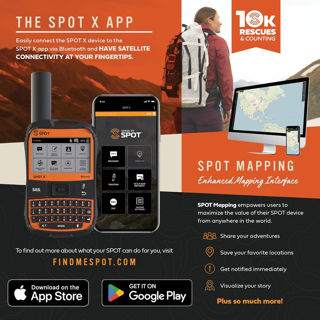 Spot X with Bluetooth 2-Way Satellite Messenger | SOS Protection | Handheld Portable 2-Way GPS Messenger for Hiking, Camping, Cars| Globalstar Satellite Network Coverage | Subscription Applicable