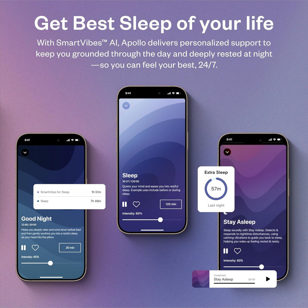 Apollo Neuro Wearable & 12-Month SmartVibes AI Membership – Sleep Aid & Stress Relief Device | Fall Asleep Faster, Sleep Longer & Deeper | Boost Focus, Relaxation & Calm (Stealth)