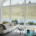 Yoolax Smart Blinds, Motorized Matter Solar Shades Flame Resistat Automatic Blinds for Windows Motorized Shades Compatible with Alexa, Google Home, Homekit(Solar-14% Openness Golden Mesh)