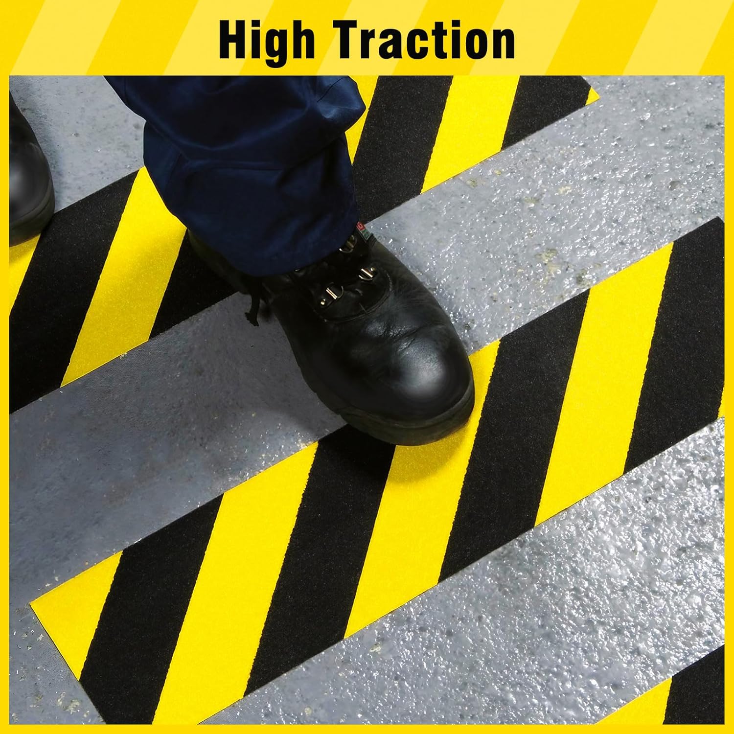 S&X Black/Yellow Anti Slip Tape 4" x 33 FT, Heavy-Duty Grip Tape for Stairs Outdoor Waterproof Safety Non Skid Roll High Traction Non Slip Treads with Hard-Wearing Surface