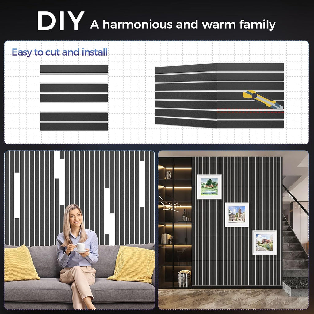 16 Pack 2-Layer Fold Soundproof Wall Panels, 12 x 12 x 0.43 in Large Sound Proof Foam Panels for Walls, 0.9lb/ft³ High Density, 3D Acoustic Panels,Artistic Noise Dampening Panels Black&White