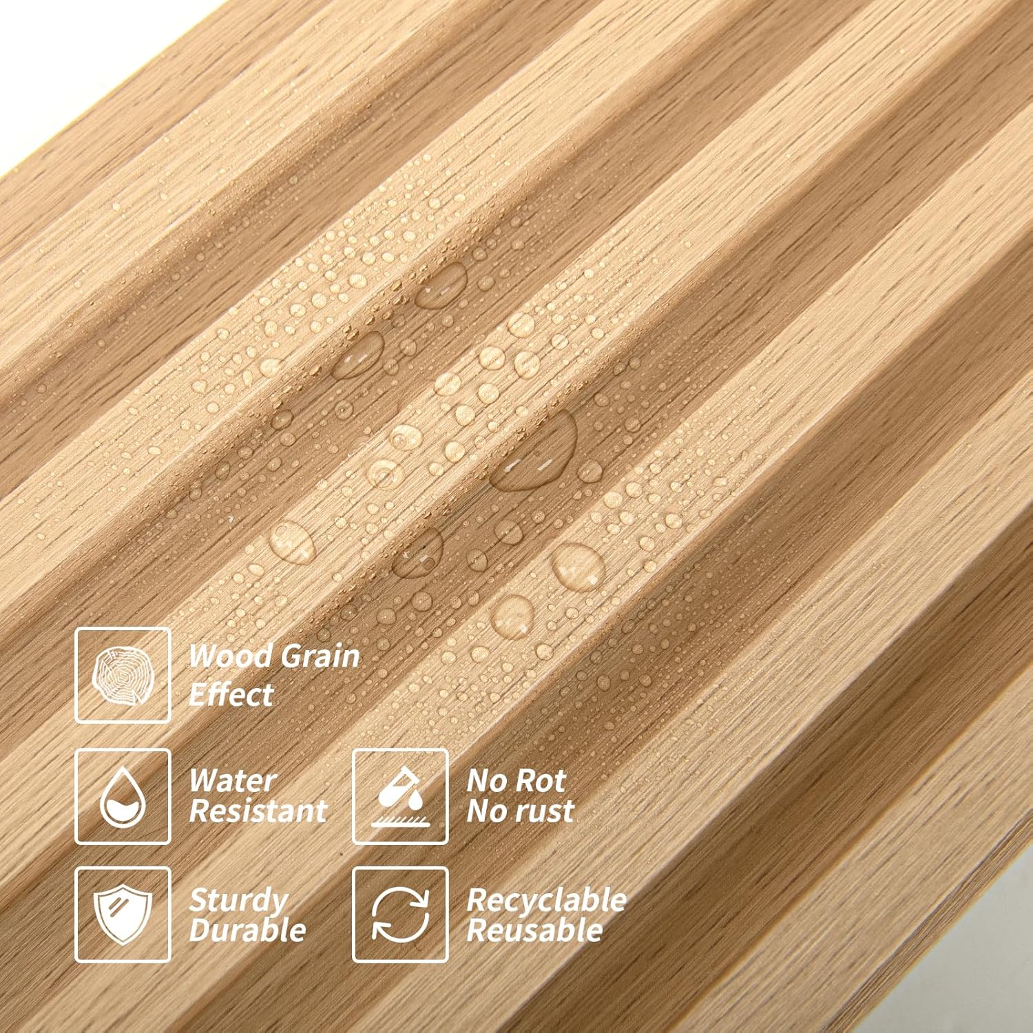 Art3dwallpanels Wood Slat Wall Paneling, 104'' x 6.7'' WPC Soundproof 3D Wall Panels for Interior Wall Decor, 8 Pack Fluted Textured Panel Wall Slats, Oak