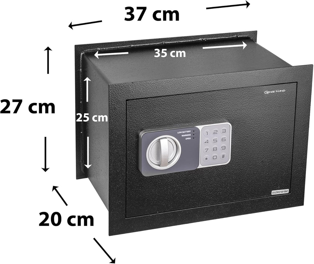 Genie Hand – Time Delay Safe, Anti Robbery Safe Box, Timed Controlled Opening – B-Class Lock – Anti Bounce Technology (Wall – Medium)