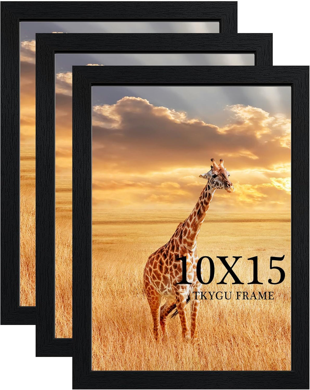 10x15 Picture Frame Set of 3, Black Wooden Frame 10x15 Wall Gallery Poster Photo frame with Durable Shatter Resistant Plexiglass for Wall Mounting Family -friend- wedding best gift