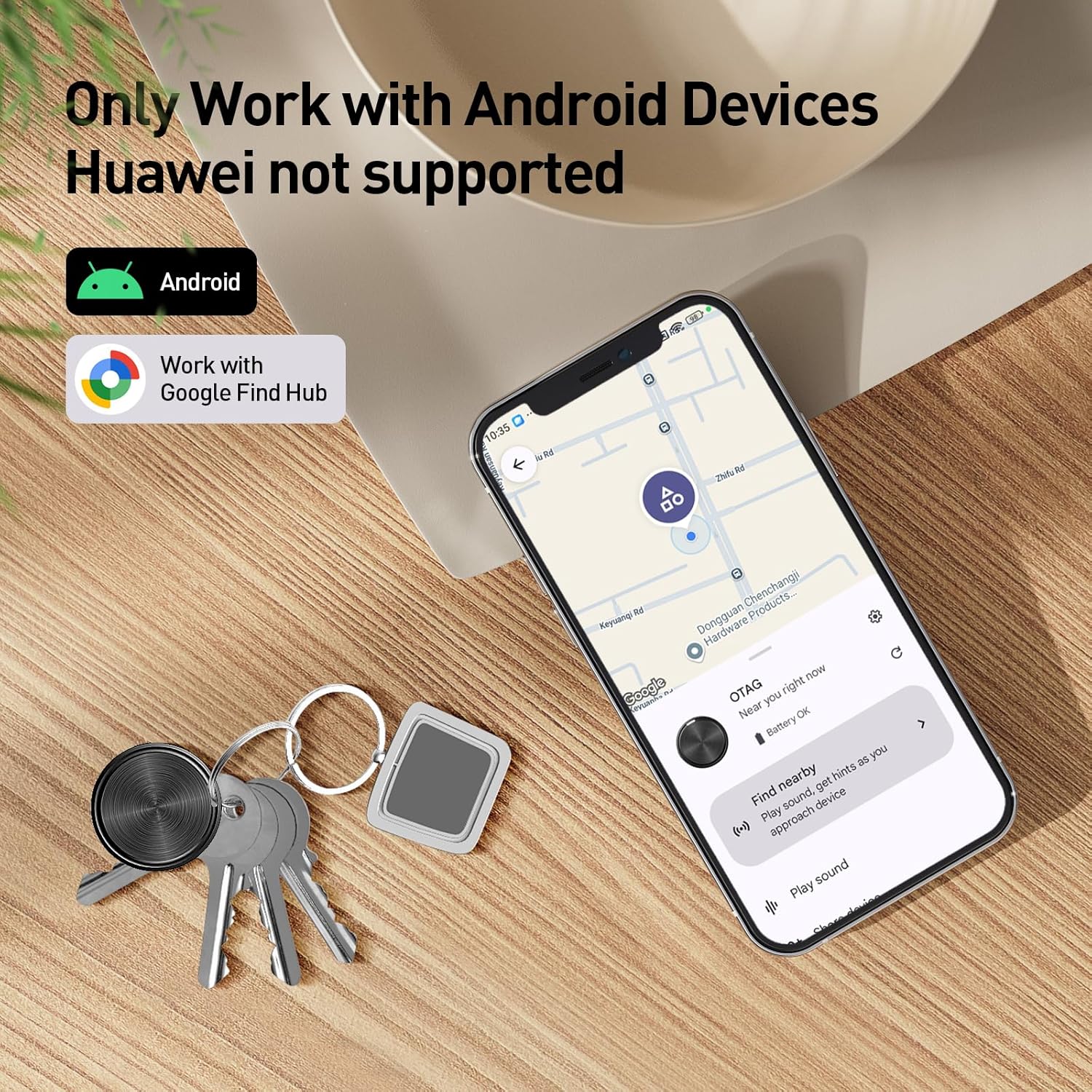 Air Tags-4 Pack Android Tracker Tag Works with Google Find Hub App(Android Only), Loud Sound, Replaceable Battery, for Keys, Suitcase, Backpack, Luggage, Wallet