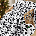 Cow Print Heated Electric Blanket Twin,62X84 Black Heating Blanket with 10 Heats Levels & 8 Hours Auto Off,Cute Cow Decor Fleece Sherpa Blankets Warmer Gifts for Women Couch Office,Washable