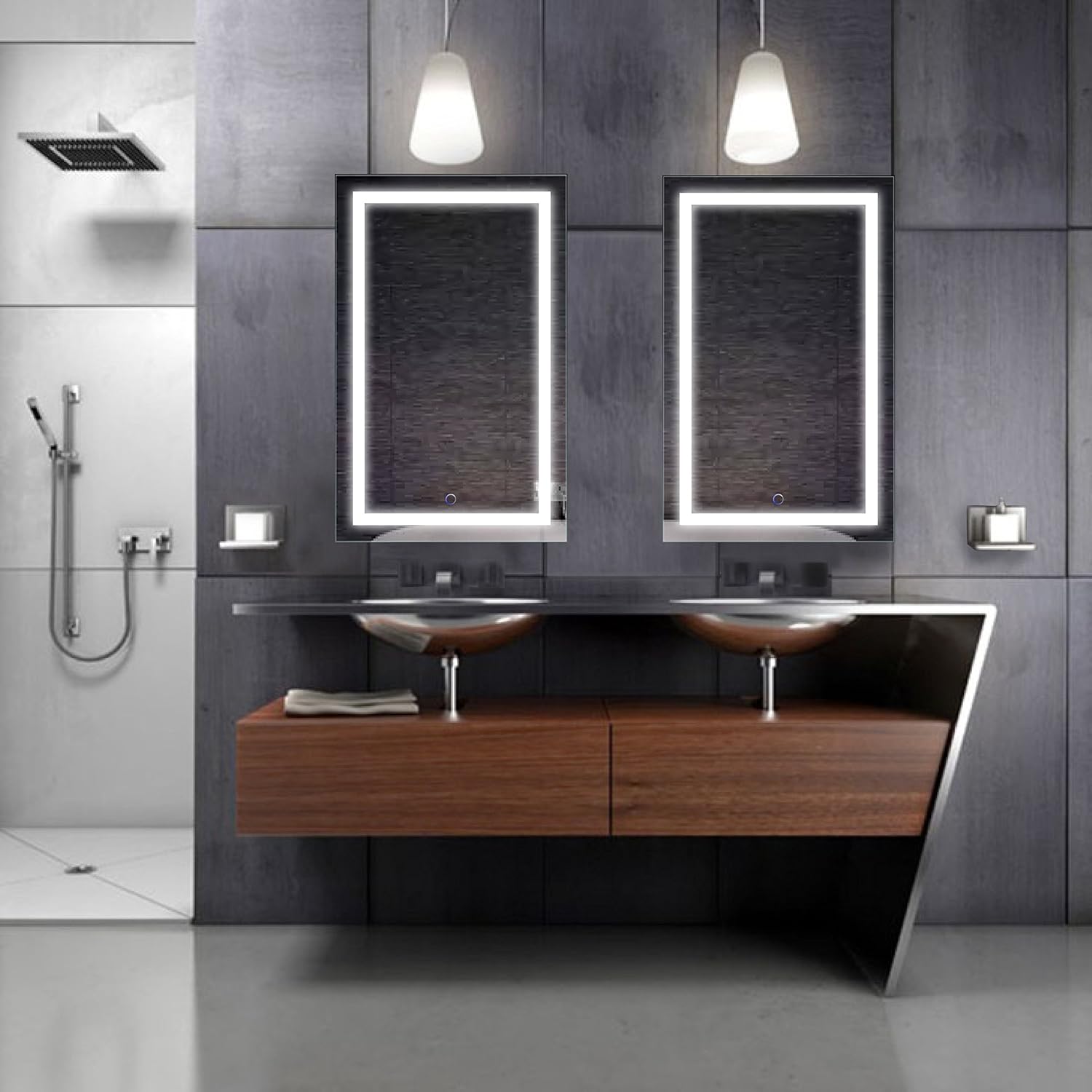 Krugg | 20 Inch X 32 Inch LED Bathroom Mirror | Lighted Vanity Mirror Includes Dimmer & Defogger | Wall Mount Vertical or Horizontal Installation