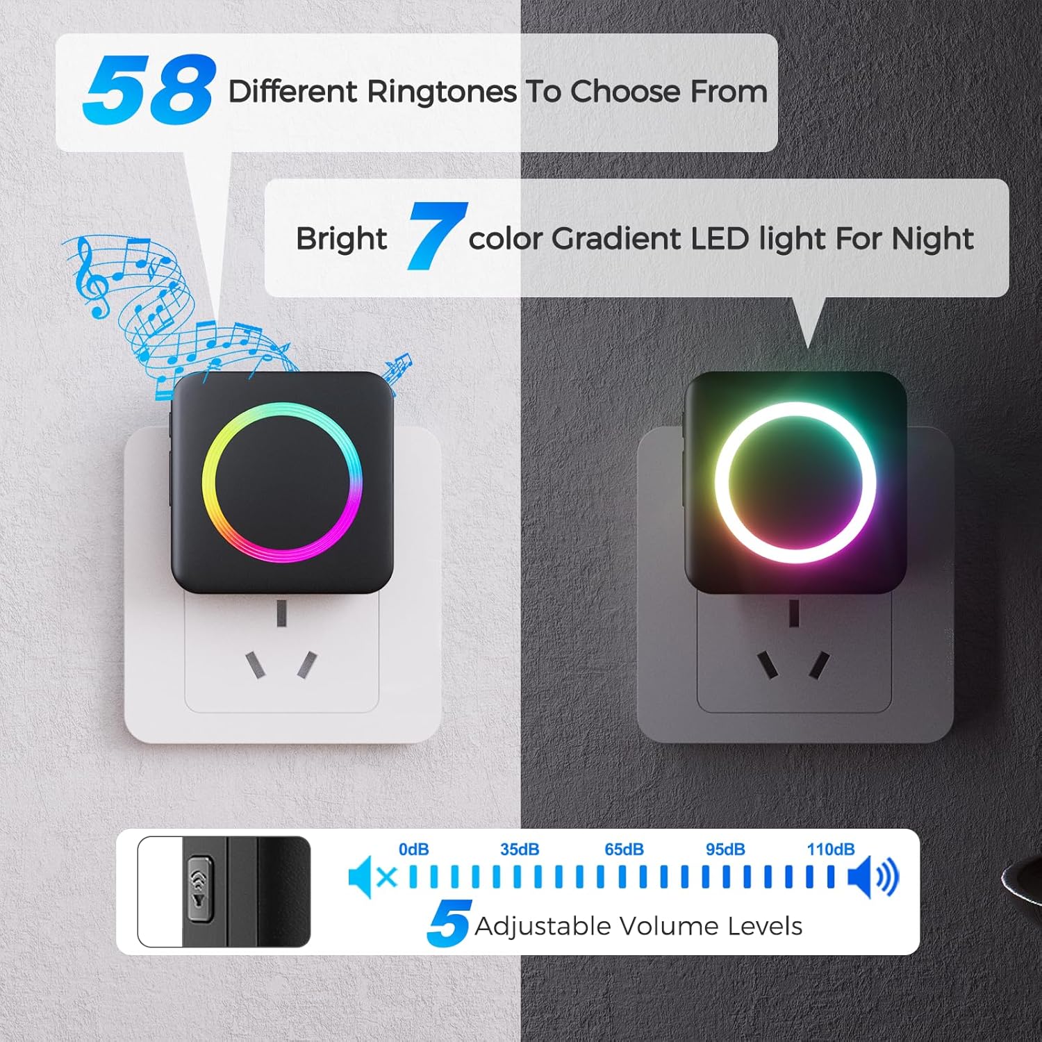 Door Sensor, Satisure Wireless Door Sensor Chime When Door Opens, Door Entry Alarm Chime for Business/Home/Kids, Door Alarm Door Ringer Alert (2 Chimes+2 Sensors)