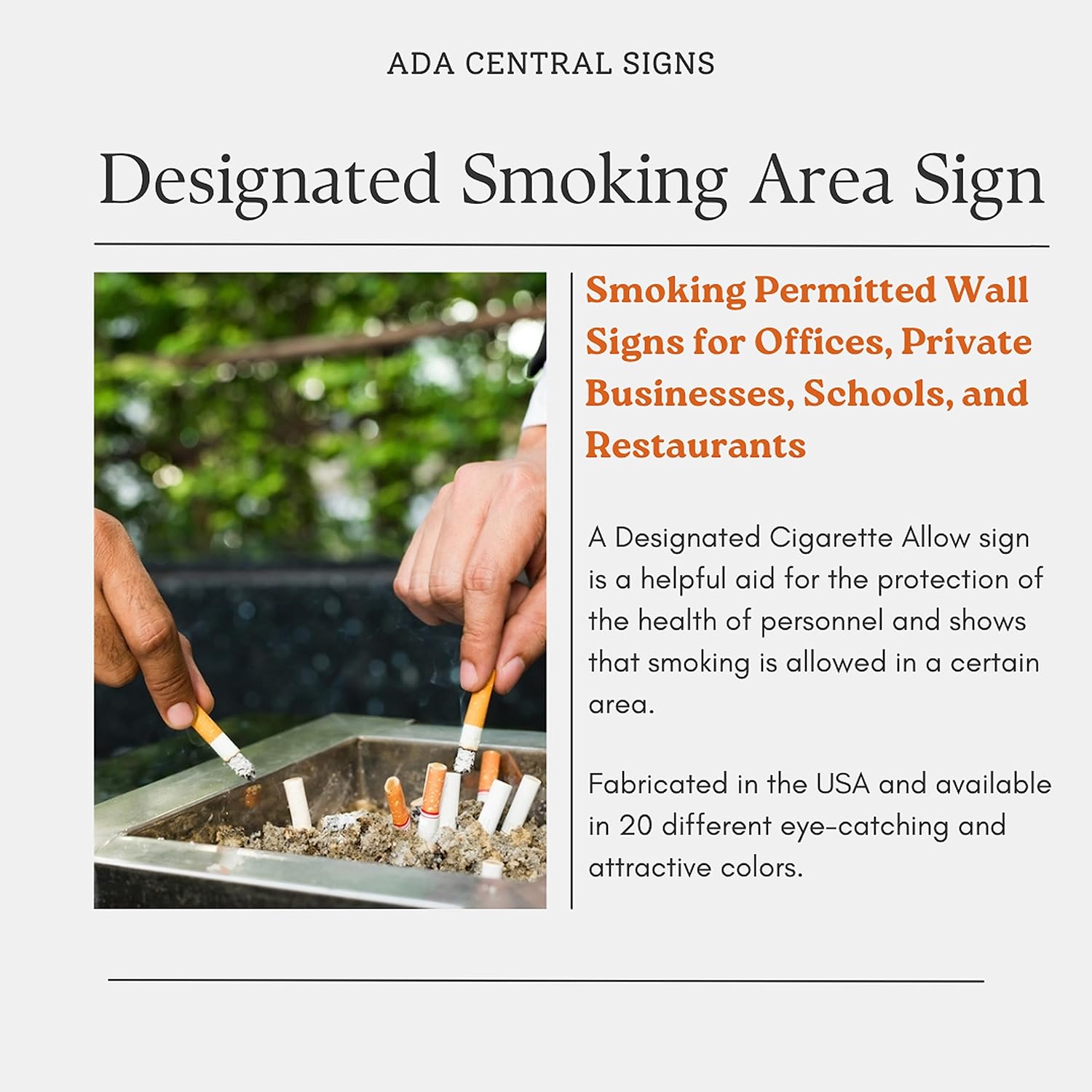6" X4" Designated Smoking Area Sign - ADA Compliant Tactile Graphics Grade 2 Braille Text | Smoking Permitted Wall Signs for Offices, Private Businesses, Schools, and Restaurants