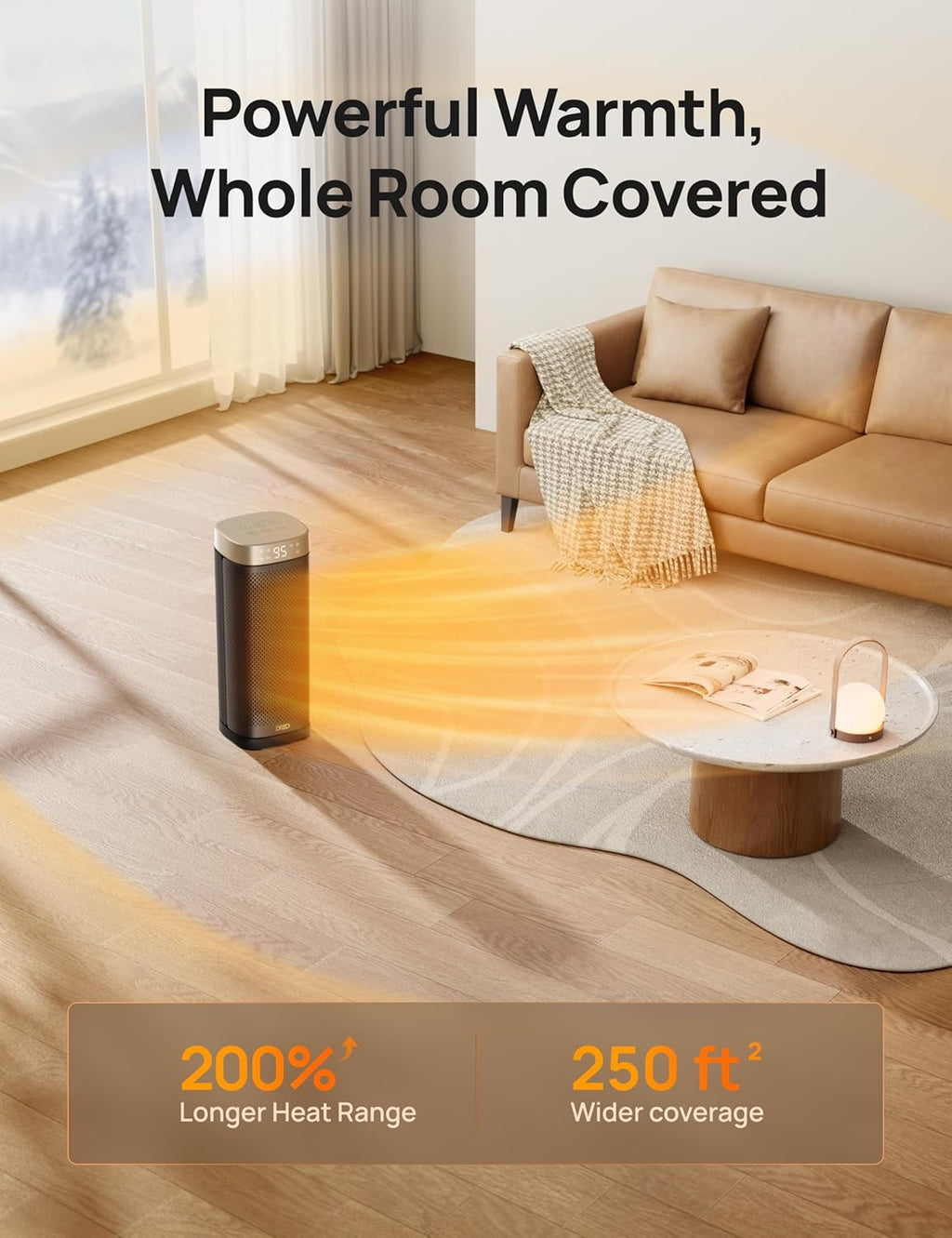 DREO Space Heaters for Indoor Use Large Room, 70 ° Oscillation, Fast Heating Ceramic Electric with Digital Thermostat, Remote Control, 1-12H Timer, Overheat Protection, Safety Heater for Bedroom