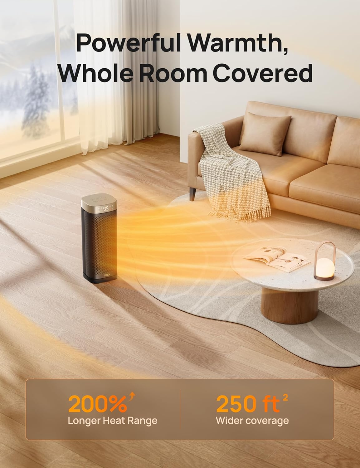 DREO Space Heaters for Indoor Use Large Room, 70 ° Oscillation, Fast Heating Ceramic Electric with Digital Thermostat, Remote Control, 1-12H Timer, Overheat Protection, Safety Heater for Bedroom
