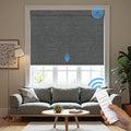 Motorized Roller Blinds with Remote, 100% Blackout Automatic Roller Shades for Bedroom, Bathroom, and Living Room, Customized Size, Starry Gray