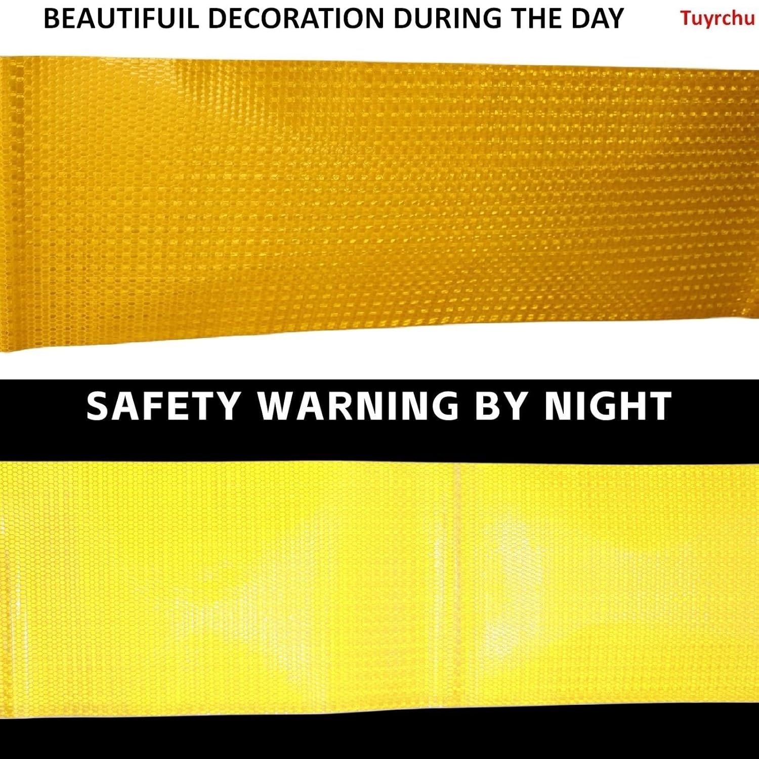Reflective Tape Yellow 10 inch, Outdoor Waterproof High Visibility Warning Industrial Marking Tape, Safety Stickers (11 feet)