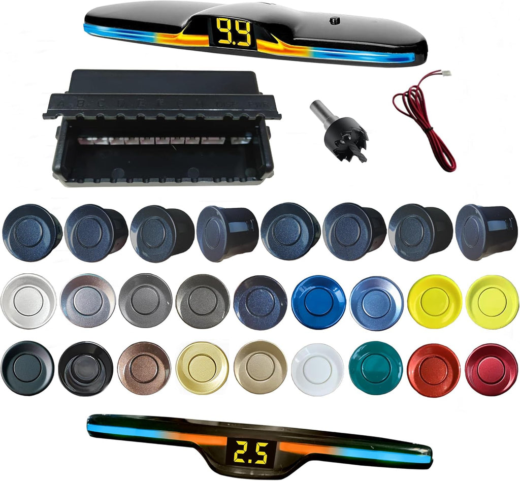 New Features Forward and Reverse Parking sensors, Option to Measure Distance in inches, bidirectional Display Option, and Customizable Digital Direction 18 Color Probes to Choose from(Livid Grey)