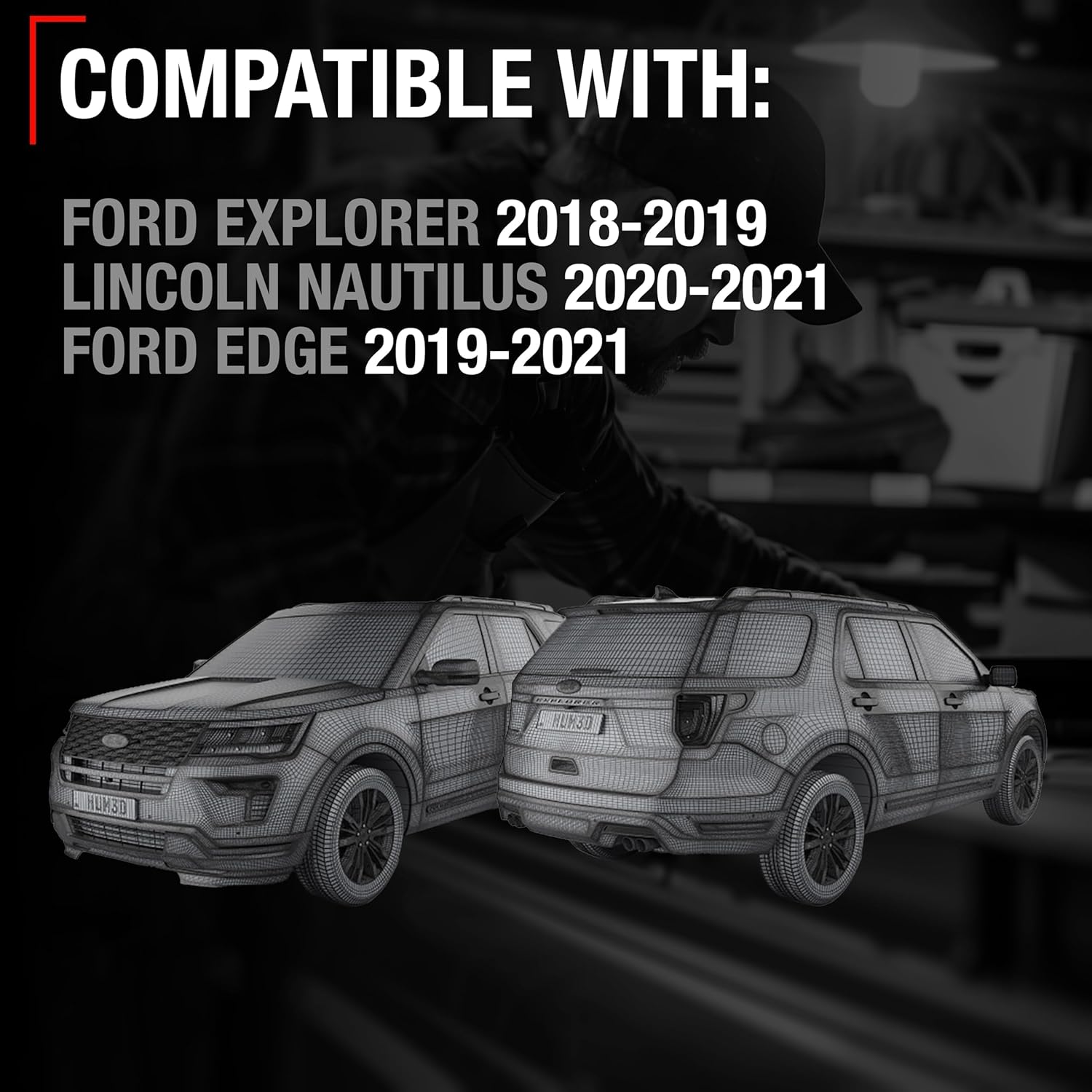 T1A Car Parking Sensors - Compatible with 2018-2019 Ford Edge, 19-21 Ford Explorer; 20-21 Lincoln Nautilus - Front/Rear Backup Reverse Parking Assist Kit - OEM HU5Z15K859AAT