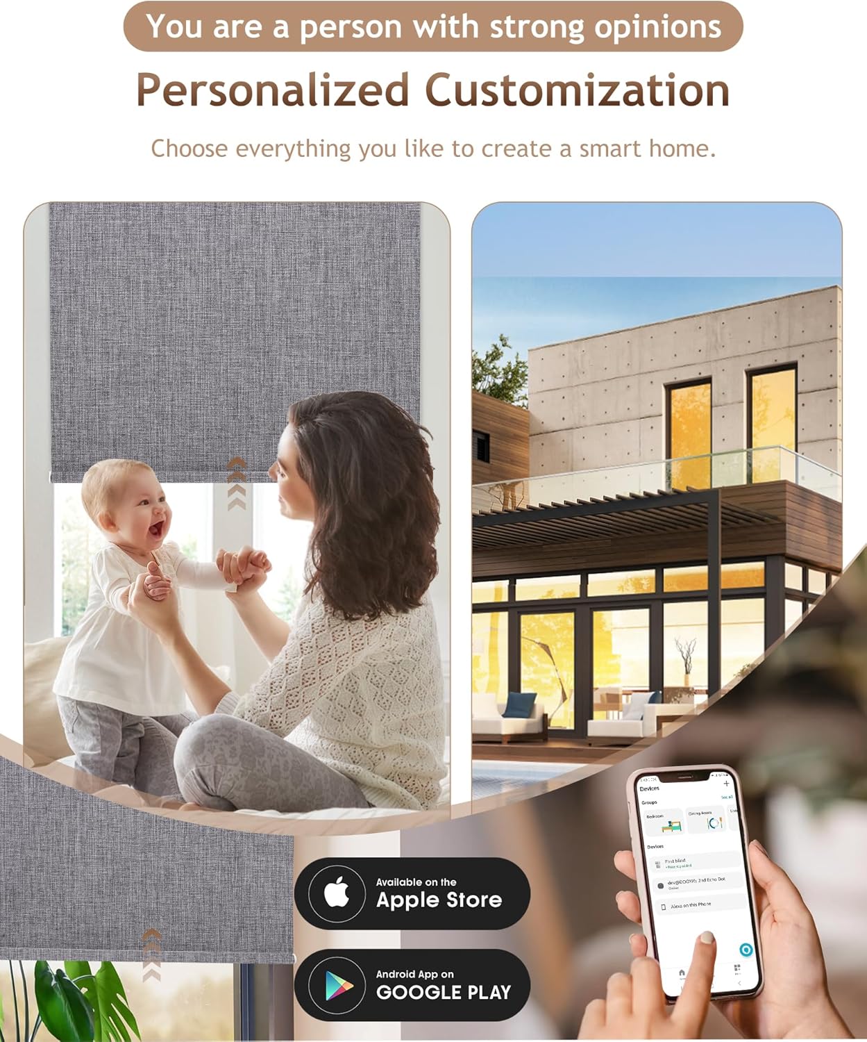 Kincmo Motorized Blinds with Remote,100% Blackout Motorized Roller Shades Work with Apple Homekit,Alexa,Google, Custom Electric Blinds with App,Voice Control (Dual Sided Dark Grey)