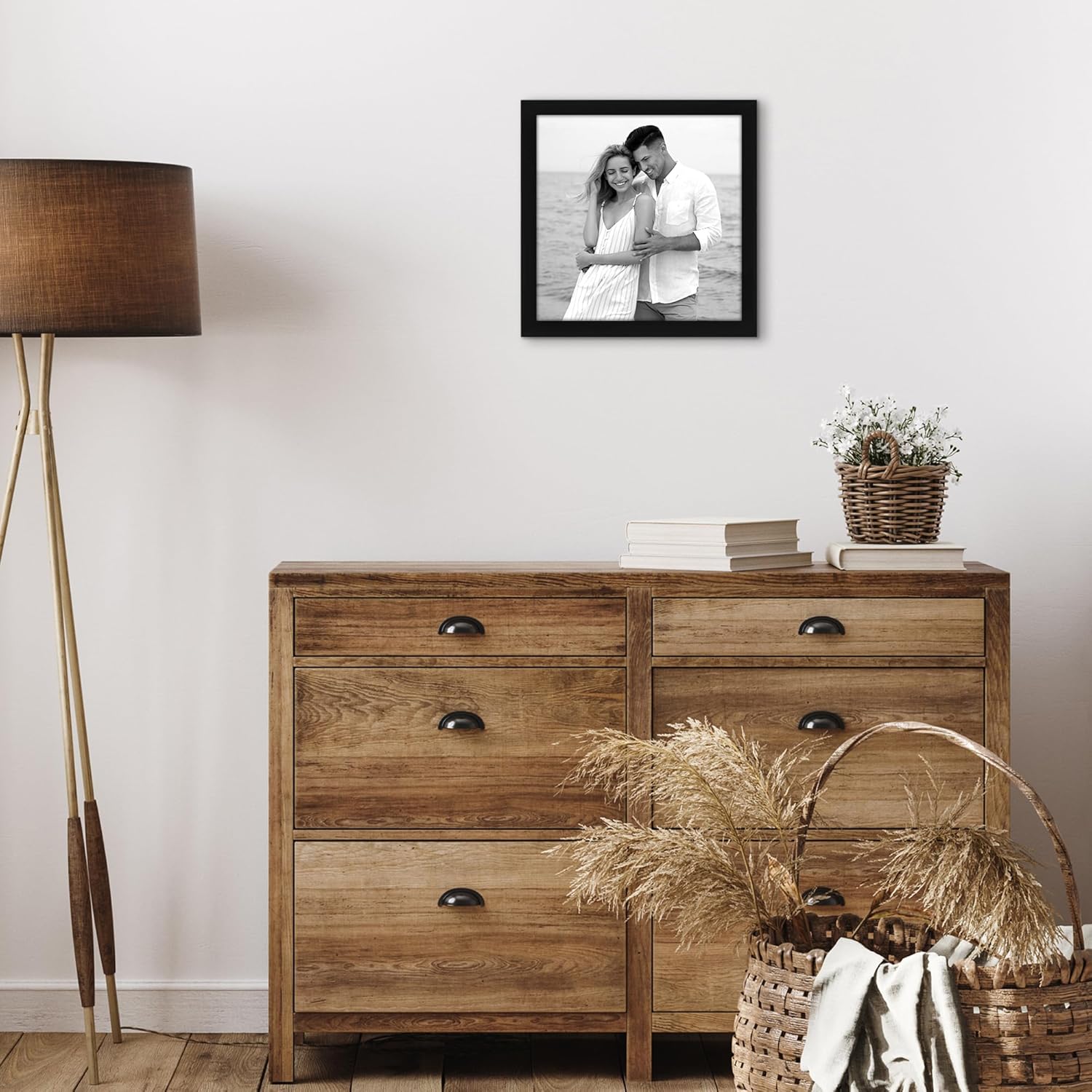 Americanflat 11x11 Picture Frame with Shatter-Resistant Glass - Signature Collection - Gallery Style Frames Made of Engineered Wood - Square Frame for Wall Display - Black