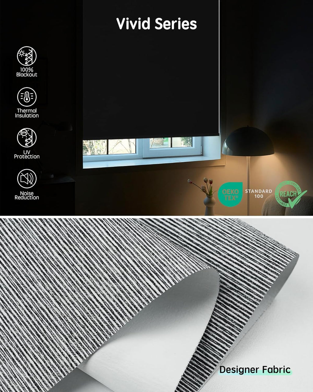 Yoolax Motorized Blinds with Remote, Smart Blinds for Windows Blackout Automatic Shades Compatible with Alexa Remote Control Roller Window Shades with Valance, Custom Size (V-Basalt Stripe)