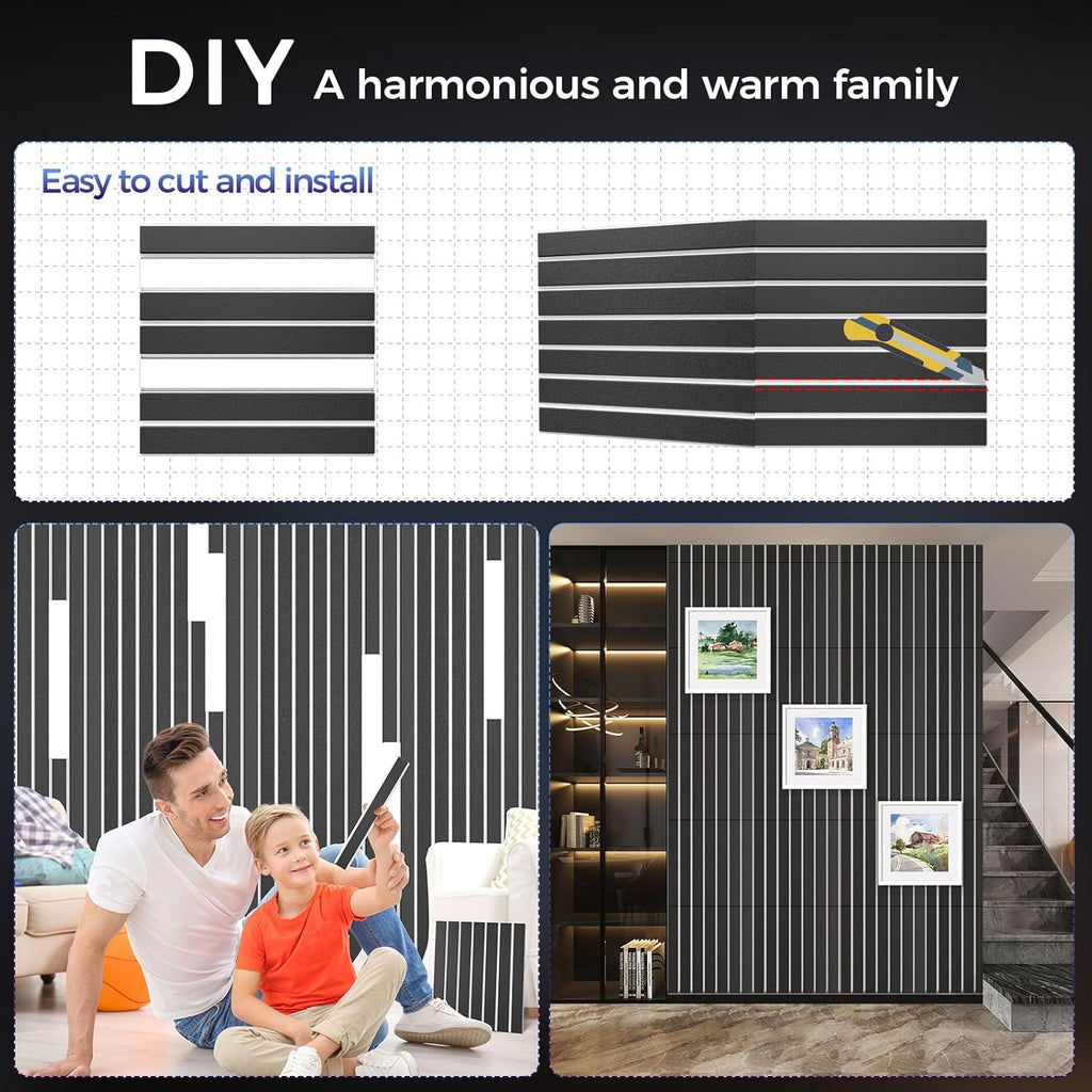 6 Pack 2-Layer Fold Soundproof Wall Panels, 24 x 12 x 0.43 in Large Sound Proof Foam Panels for Walls, 0.9lb/ft³ High Density, 3D Acoustic Panels,Artistic Noise Dampening Panels Black&White