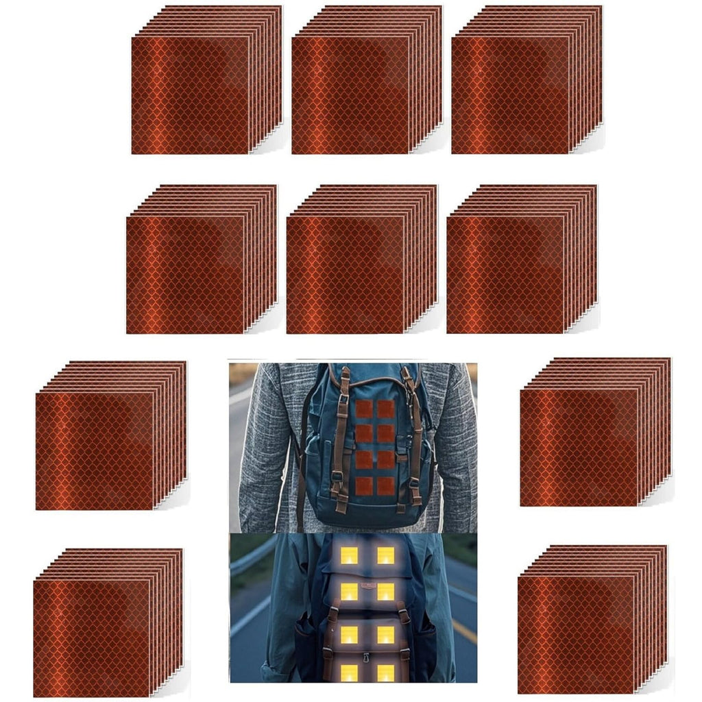 Non Fading Brown Reflective Stickers 4 inch X 4 inch, Outdoor Waterproof High Visibility Warning Safety Adhesive Reflector Tape (100 Pcs)