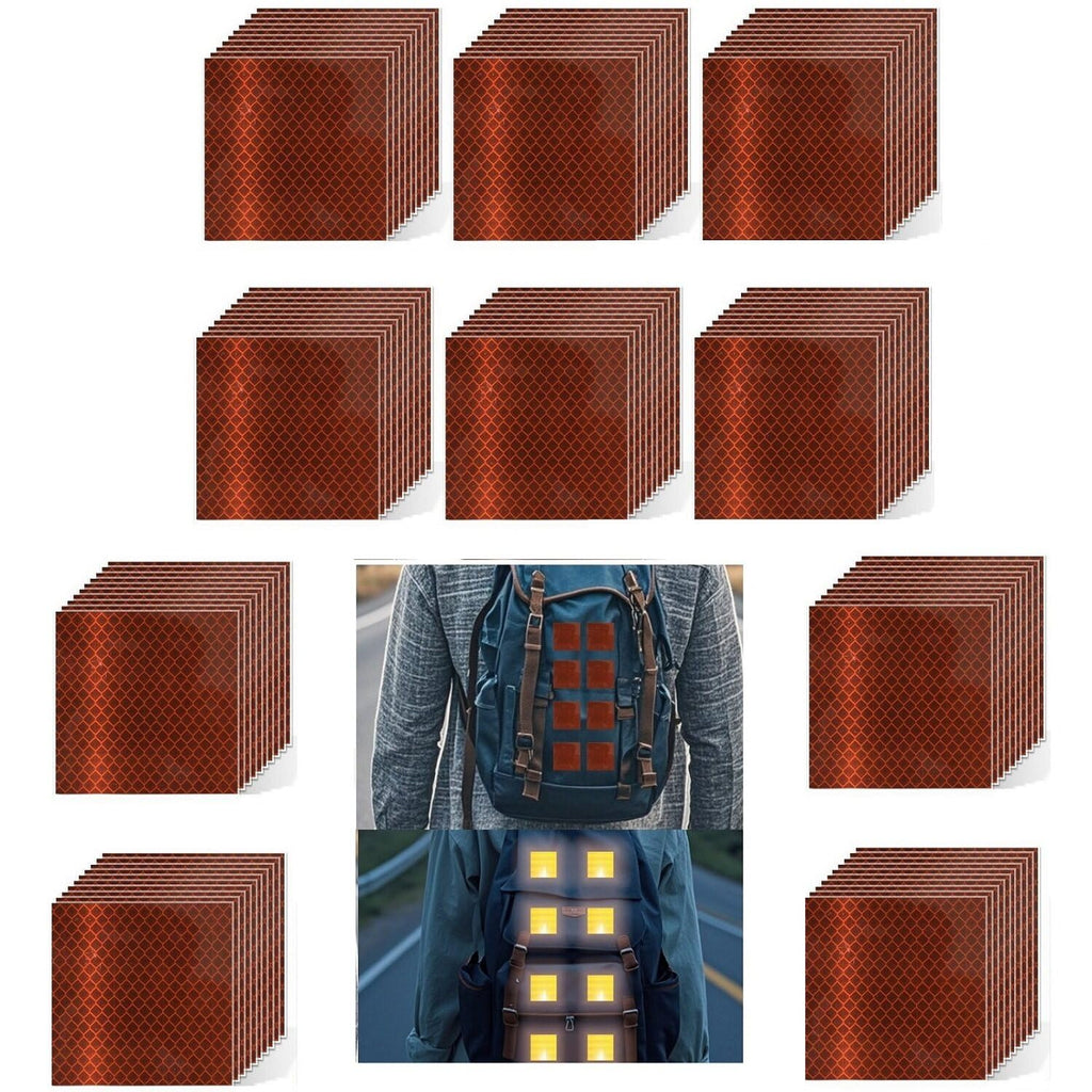 Non Fading Brown Reflective Stickers 3 inch X 3 inch, Outdoor Waterproof High Visibility Warning Safety Adhesive Reflector Tape (100 Pcs)