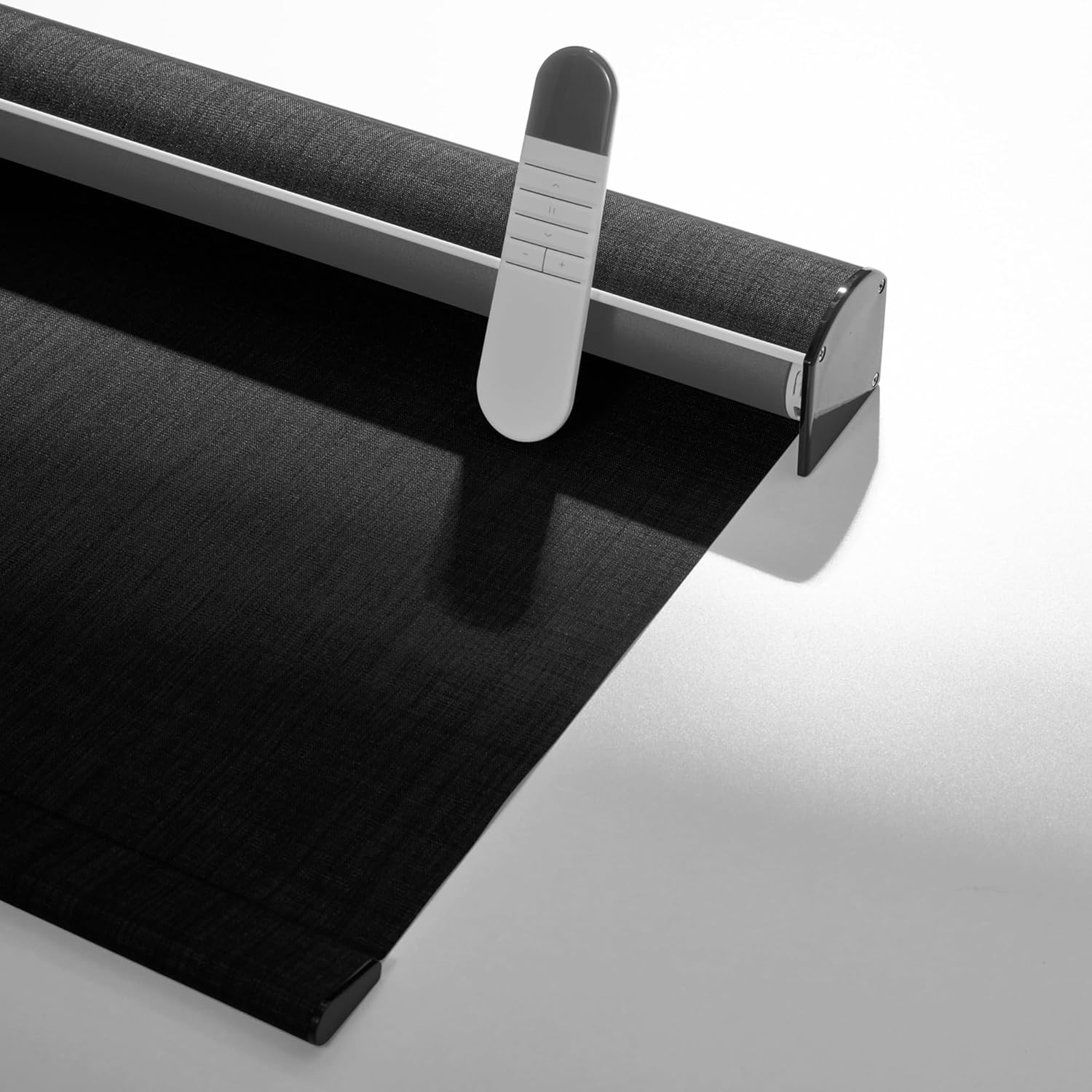 Boolegon Motorized Roller Blinds - 100% Blackout Smart Electric Shades with Remote, Compatible with Alexa/Google Home/HomeKit via Hub, Easy Install for Home Office, Black, Custom Size.