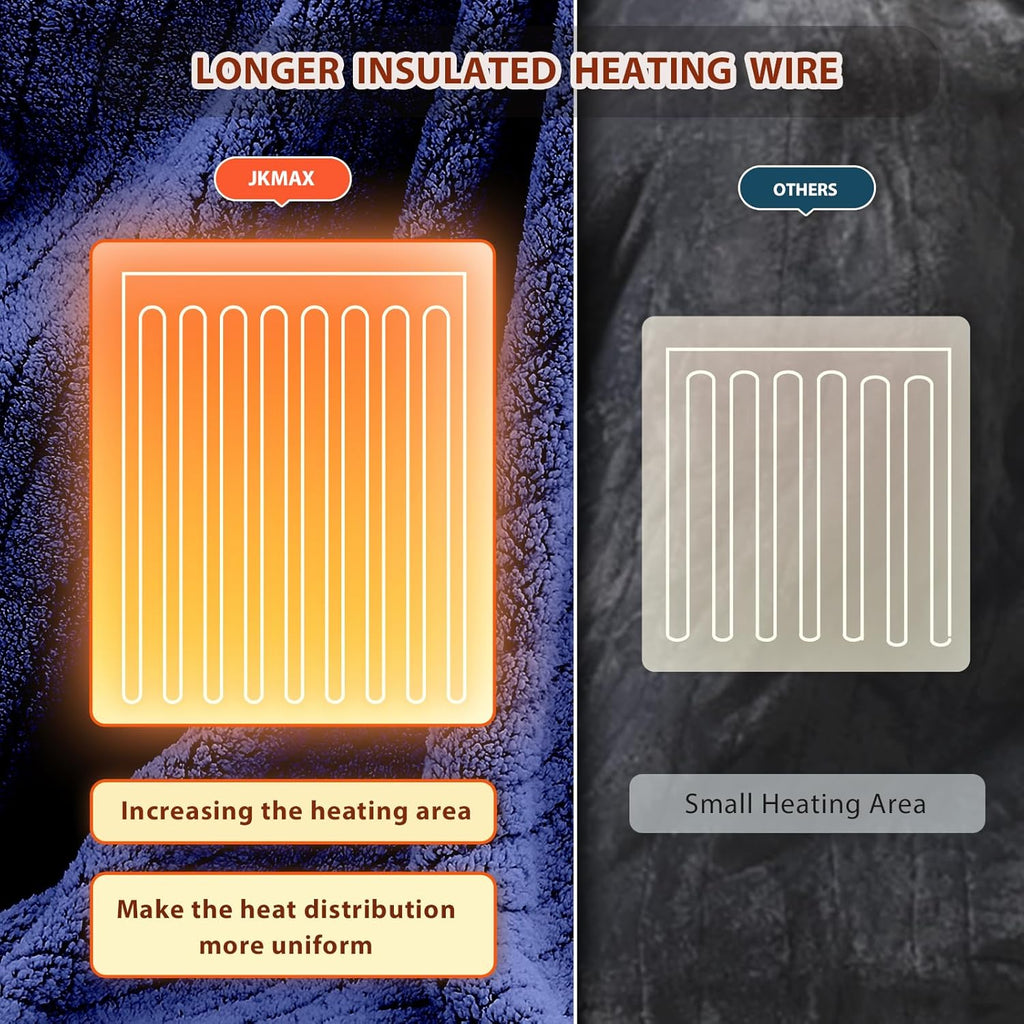 Heated Electric Blanket King Size - 100"x90" Heating Blanket with 10 Heating Levels & 5 Time Settings Over-Heat Protection, Winter Warmer for Adults with ETL Certification（Navy Blue）