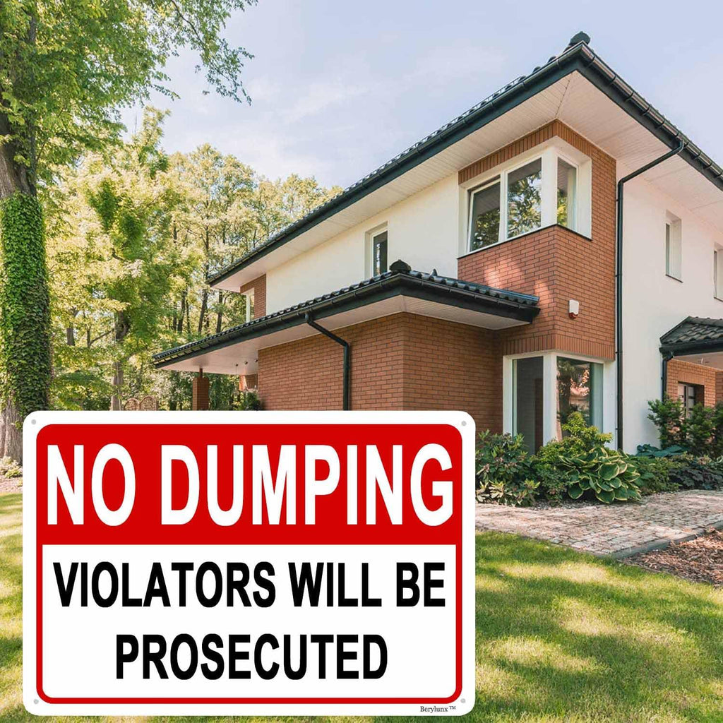 No Dumping Sign,No Littering Sign Outdoor,No Dumping Signs,Home Security Signs, "No Dumping - Violators will be Prosecuted" 16"x24" Aluminum Sign