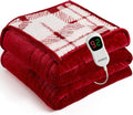 Heated Electric Blanket Full Size - 72"x84" Flannel Heating Blanket with 10 Heating Levels & 5 Time Settings Over-Heat Protection, Winter Warmer for Adults with ETL Certification（Red）