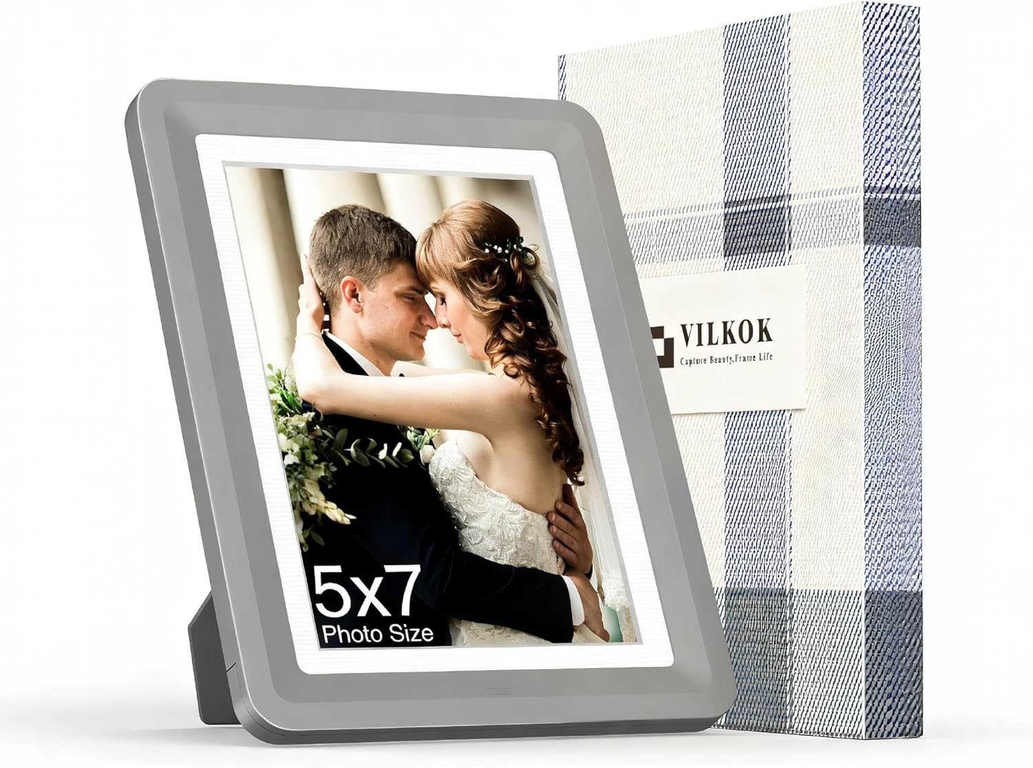 Dark Gray 5x7 Picture Frame with Acrylic Front, ABS Frame for 5x7 or 4x6 Photos, Shatterproof UV-Resistant Tabletop Photo Frame, Vertical/Horizontal Display for Home Décor