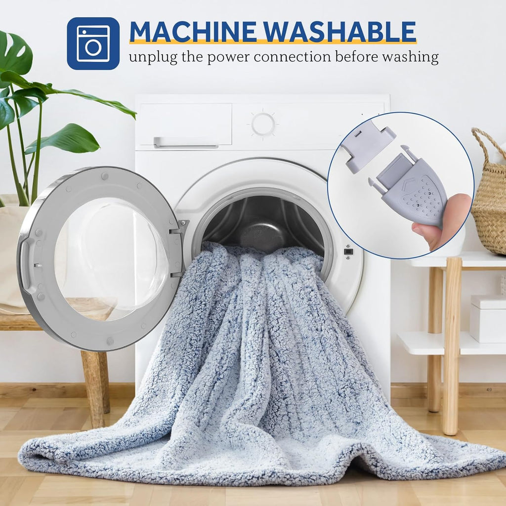 Sealy Electric Blanket Twin Size, Soft Sherpa Heated Blanket Single Control with 10 Heating Levels & 1 to 12 Hours Auto-Off Settings Over-Heated Protection 62"x84" Machine Washable, Blue