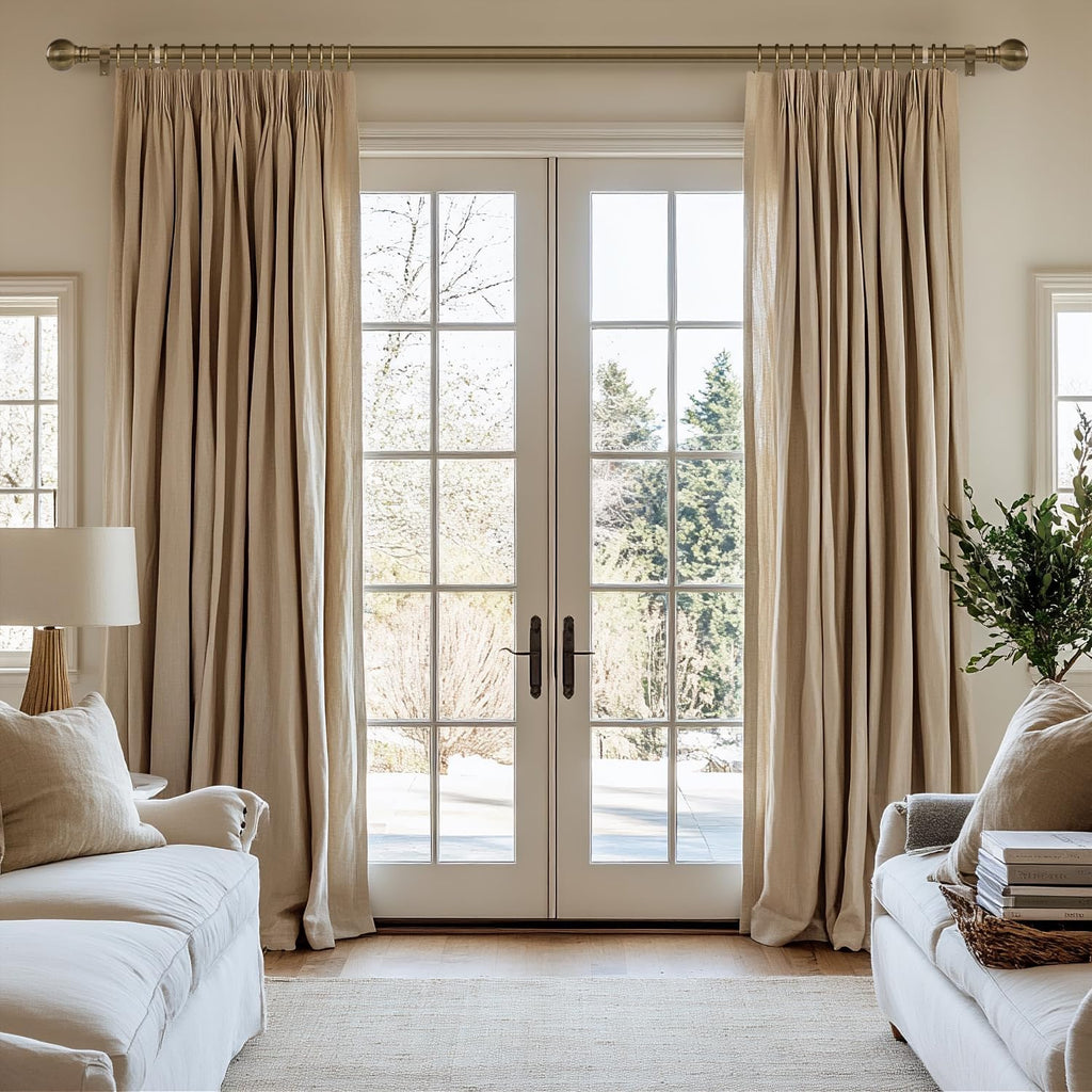 Antique Bronze Curtain Rods for Windows 28 to 48 Inch 1" Diameter Adjustable Heavy Duty Brass Window Curtain Rod with Metal Finials for Living Room Bedroom Farmhouse Kitchen Outdoor
