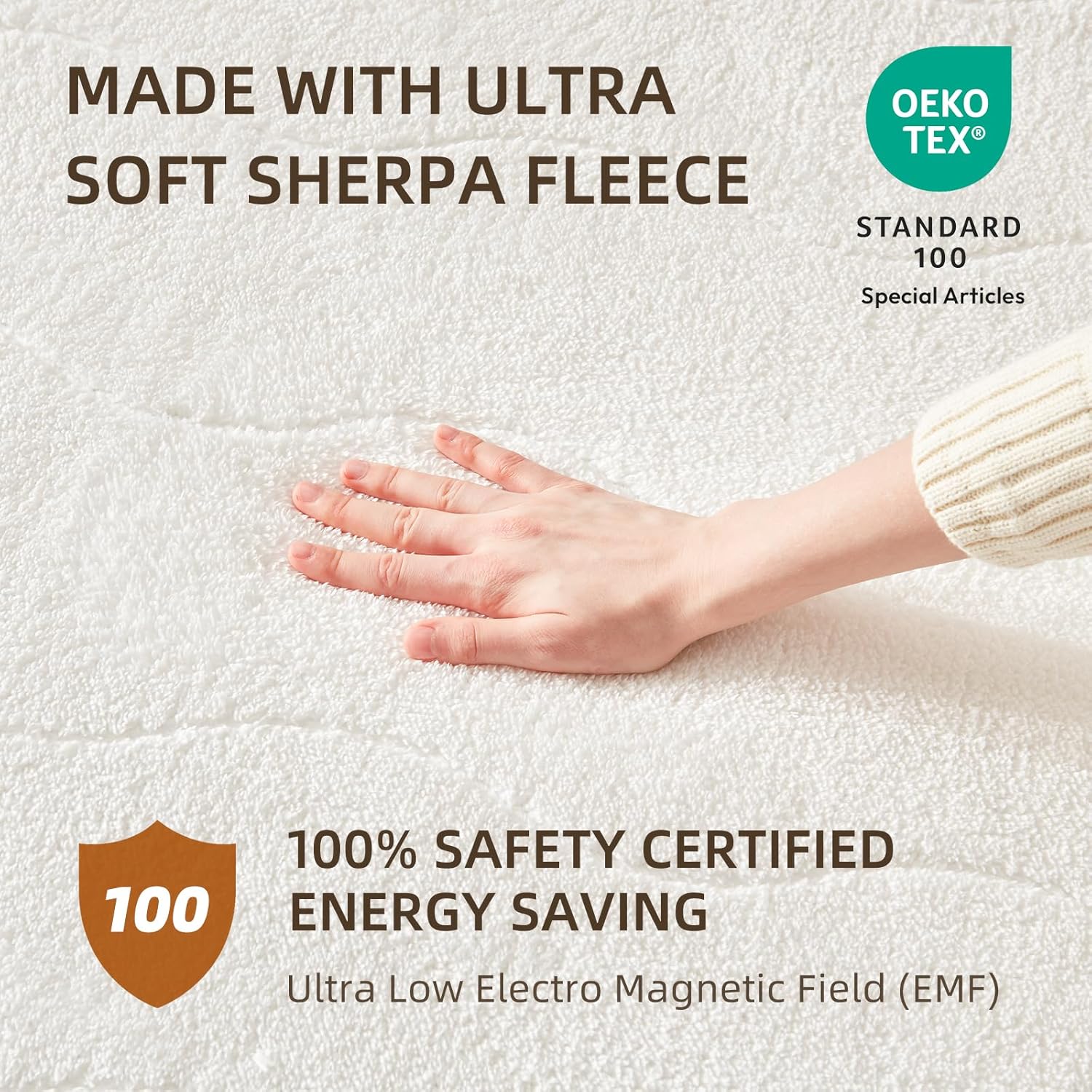 Bwarm Multizone Heated Mattress Pad Twin XL, Electric Mattress Pad Sherpa Fleece Bed Warmer with 9 Heat Settings, 1-12 Hours Auto Off Deep Pocket, Machine Washable, Wave White Twin XL 39" x 80"