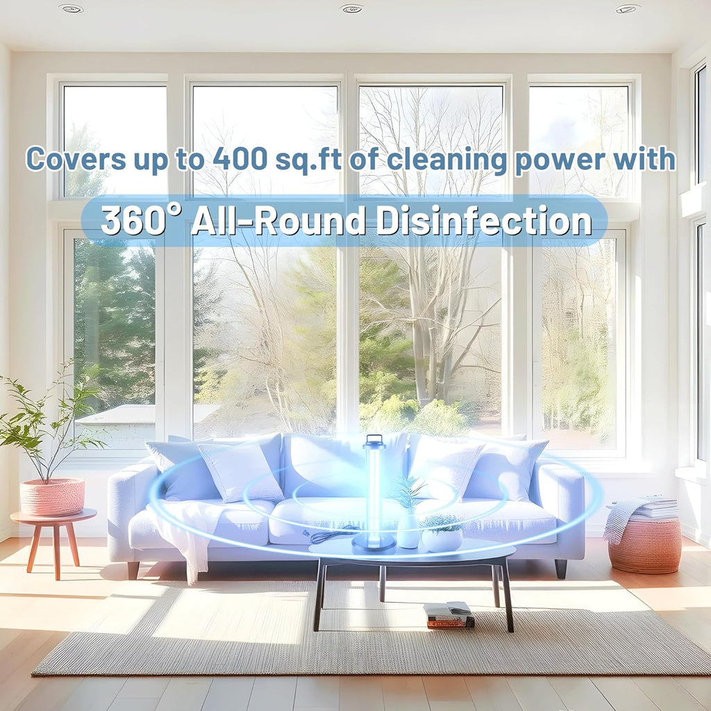 38W UV Sanitizer Light, Portable Ultraviolet Light with 3-Gear Timer, 110V, 99.99% UVC O-Zone Lamp for Home, Office, Hotel, School and Large Spaces