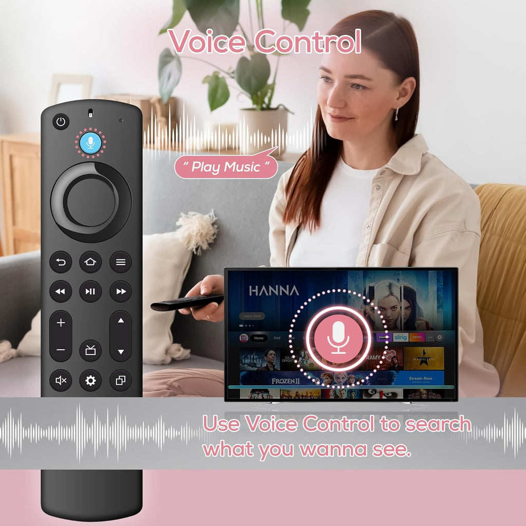 Replacement Voice Remote Control for Fire Series, TV Cube/Stick, Compatible with 4K Max/4K (1st/2nd Gen), (2nd/3rd Gen)/Lite/HD, Fit for Insignia/Pioneer Hisense and TCL Smart TV