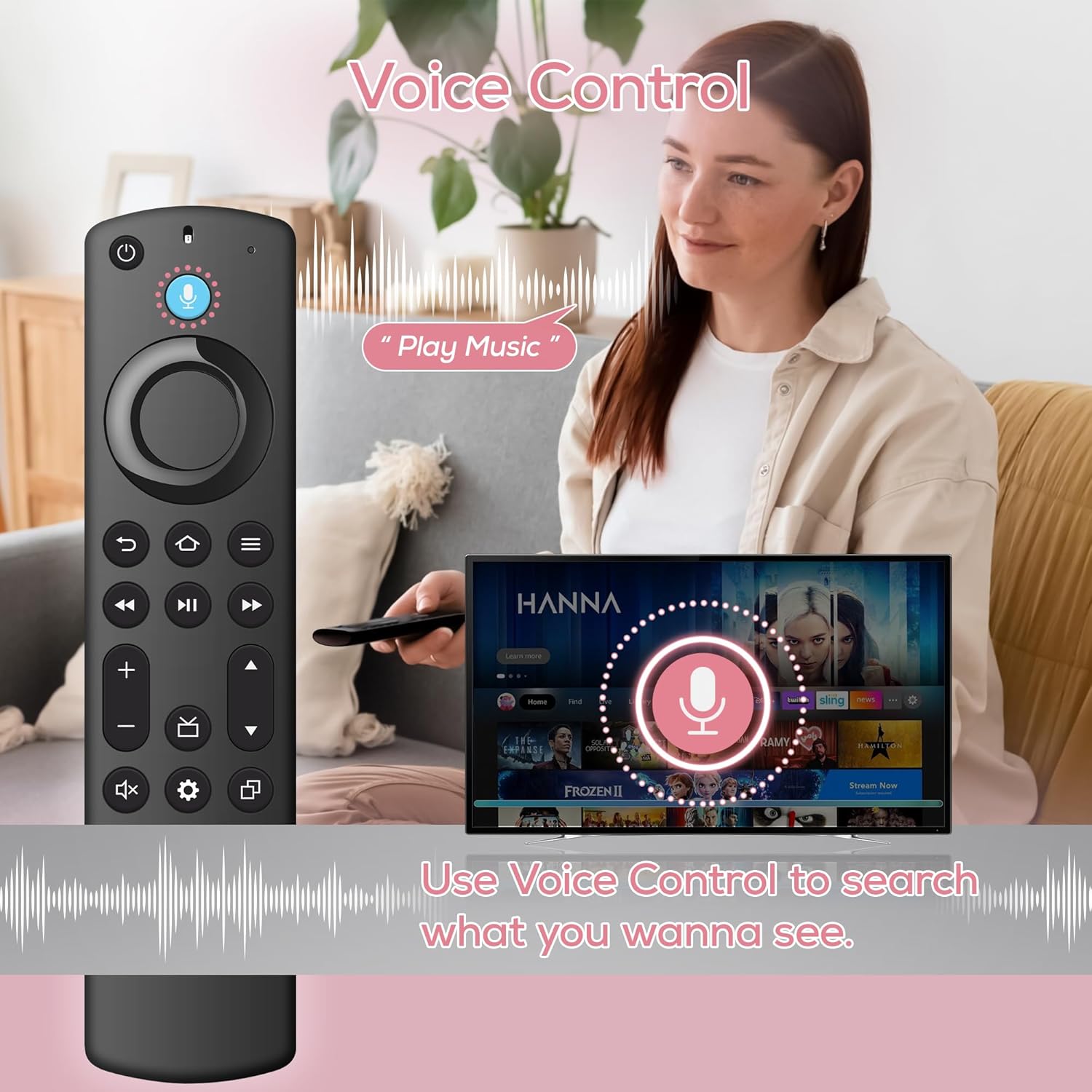 Replacement Voice Remote Control for Fire Series, TV Cube/Stick, Compatible with 4K Max/4K (1st/2nd Gen), (2nd/3rd Gen)/Lite/HD, Fit for Insignia/Pioneer Hisense and TCL Smart TV