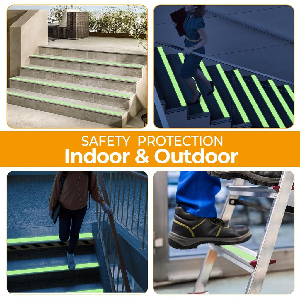 Glow in The Dark Tape, Anti Slip Glow Tape for Stairs, Glow in Dark Indoor or Outdoor, Visible at Night, Waterproof, Luminous Green, 2 Inch x 16 Feet