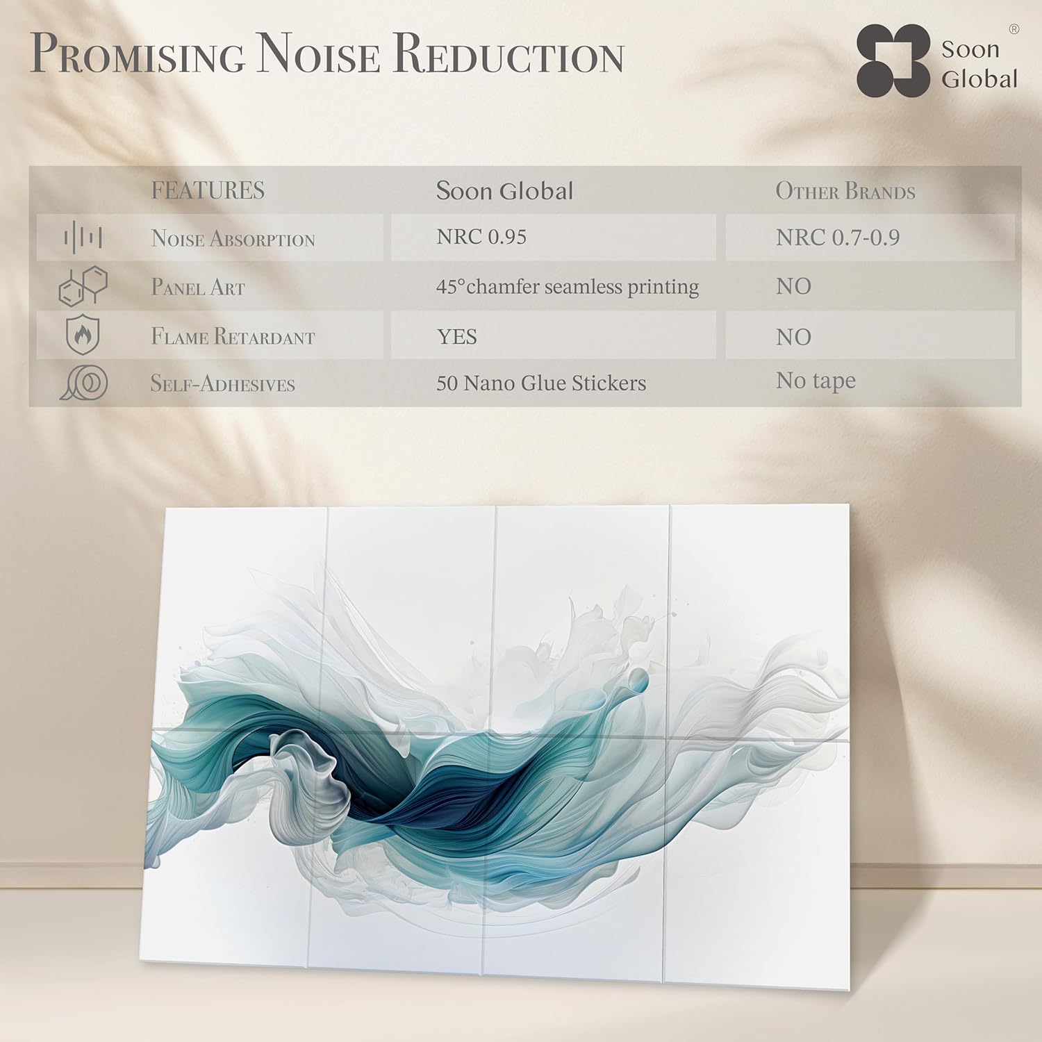 8-Pack Acoustical Wall Panels,48 X 32 Inches Sound Absorbing Panels, Decorative Acoustical Wall Panels, Acoustic Treatment for Recording Studio, Ethereal Illumination