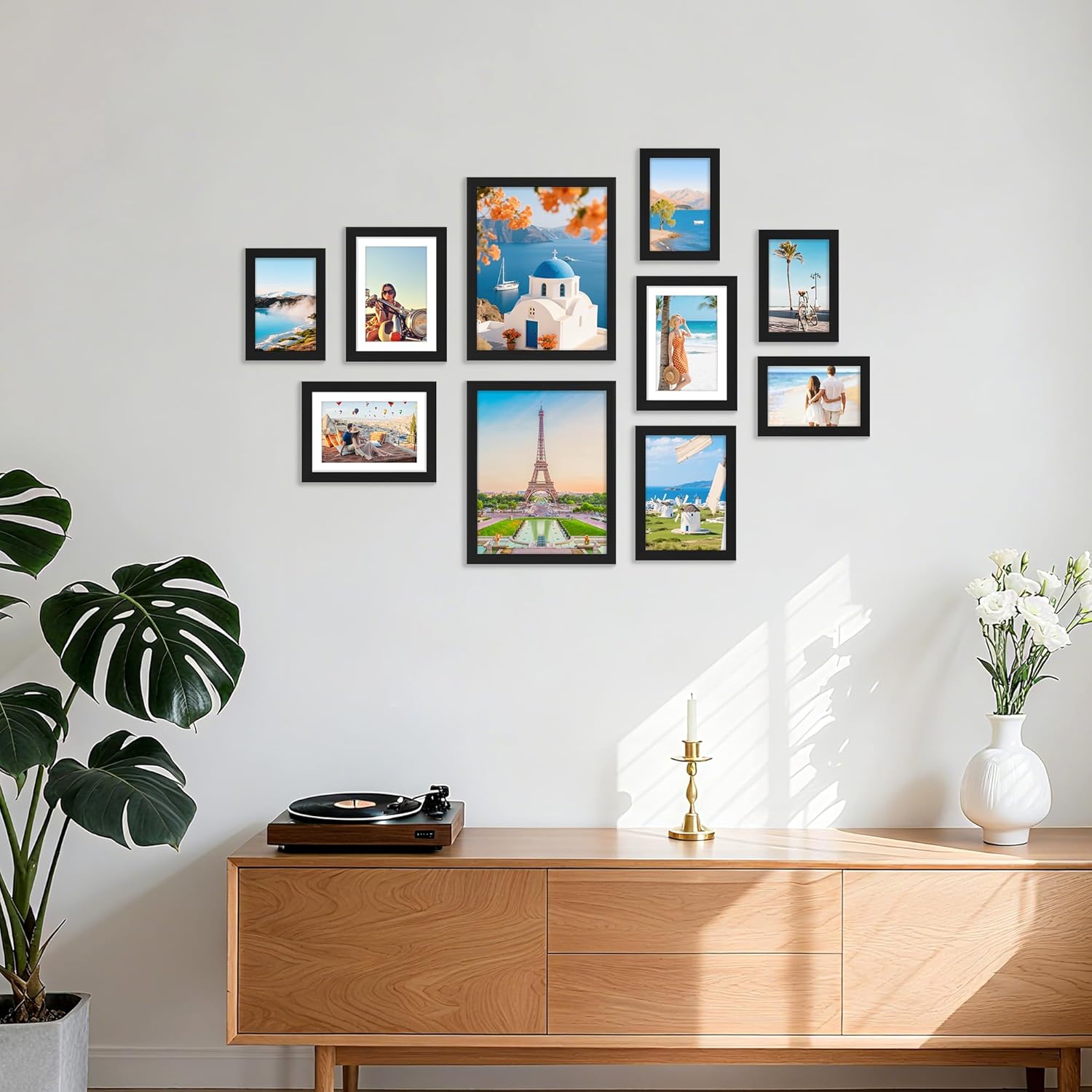 decorUhome Picture Frames Collage Wall Decor for Photo Gallery Display, Assorted Picture Frames set of 10 Including Two 8x10 / Four 5x7 / Four 4x6 for Family Wall Decor, Black, 10 Pack