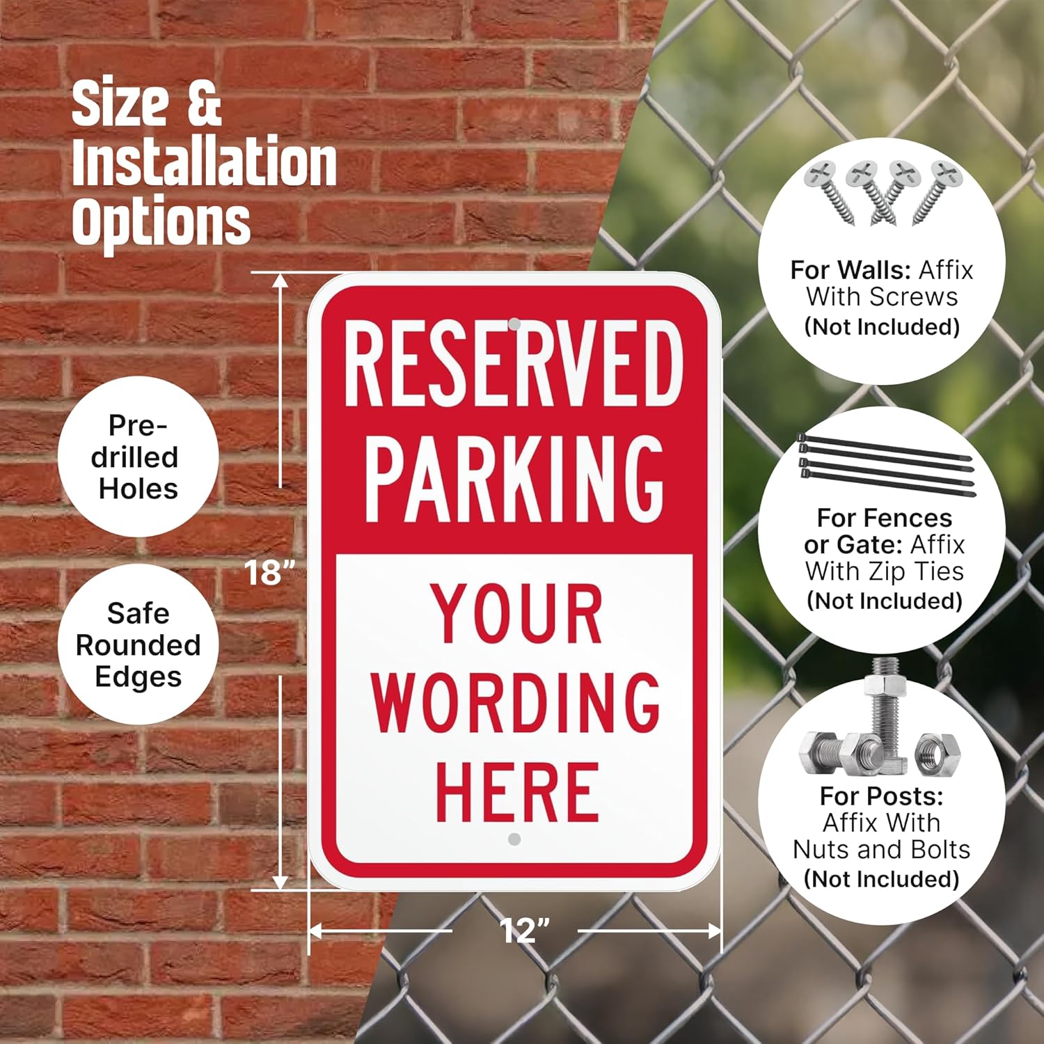 SmartSign Custom Reserved Parking Sign - 12"x18" Laminated Aluminum, 63 mil thick Custom Metal Signs for Parking Lots, Business, Outdoors, USA-Made, 100+ Years of Sign Expertise