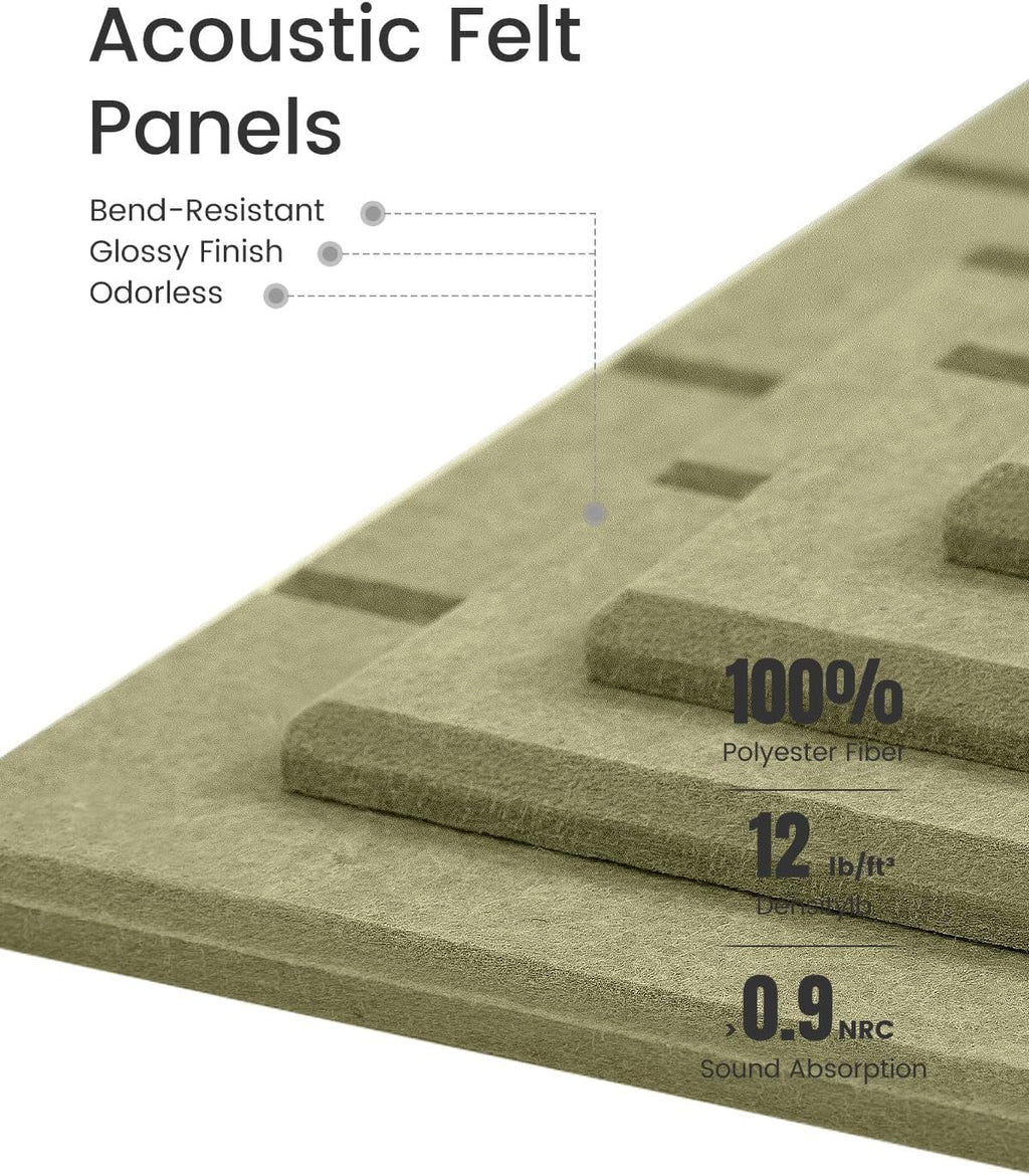 Large Felt Bulletin Board 48" x 36" Cork Board Alternative - 6 Pack with 40 Safe Removable Adhesive Tabs, Cork Boards for Walls Cork Board for Home Office Classroom Pin Board (Olive Green)