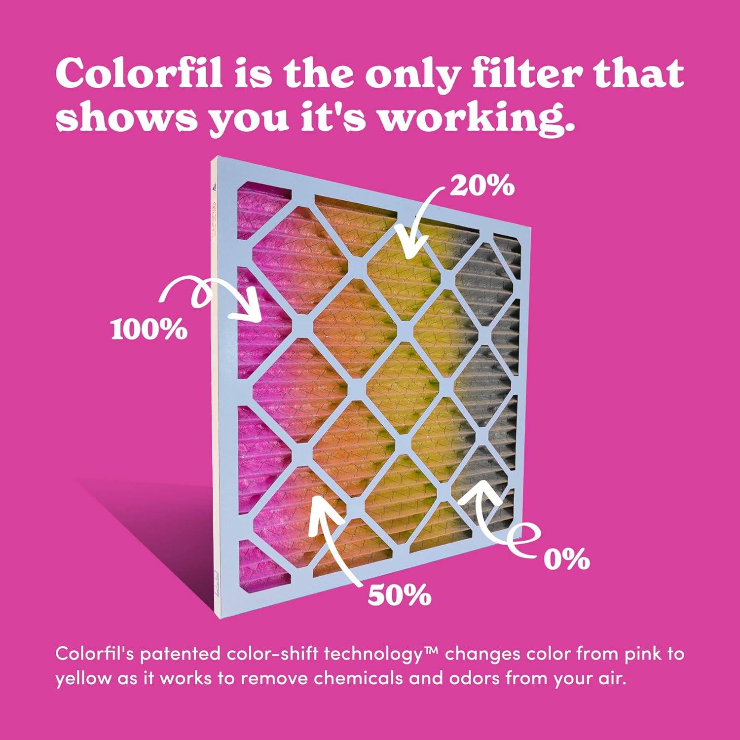18x20x1 Air Filter by Colorfil | Color Changing Filters for Cat and Dog Odor | MERV 8 Furnace AC Filter for Pet Hair and Dust | 17.5"x19.5"x0.75" Exact Size | Pack of 2